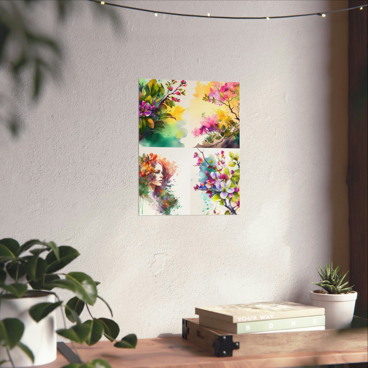 Premium Matte Vertical Posters Mother Nature Bright Spring Colors Realistic Watercolor 5