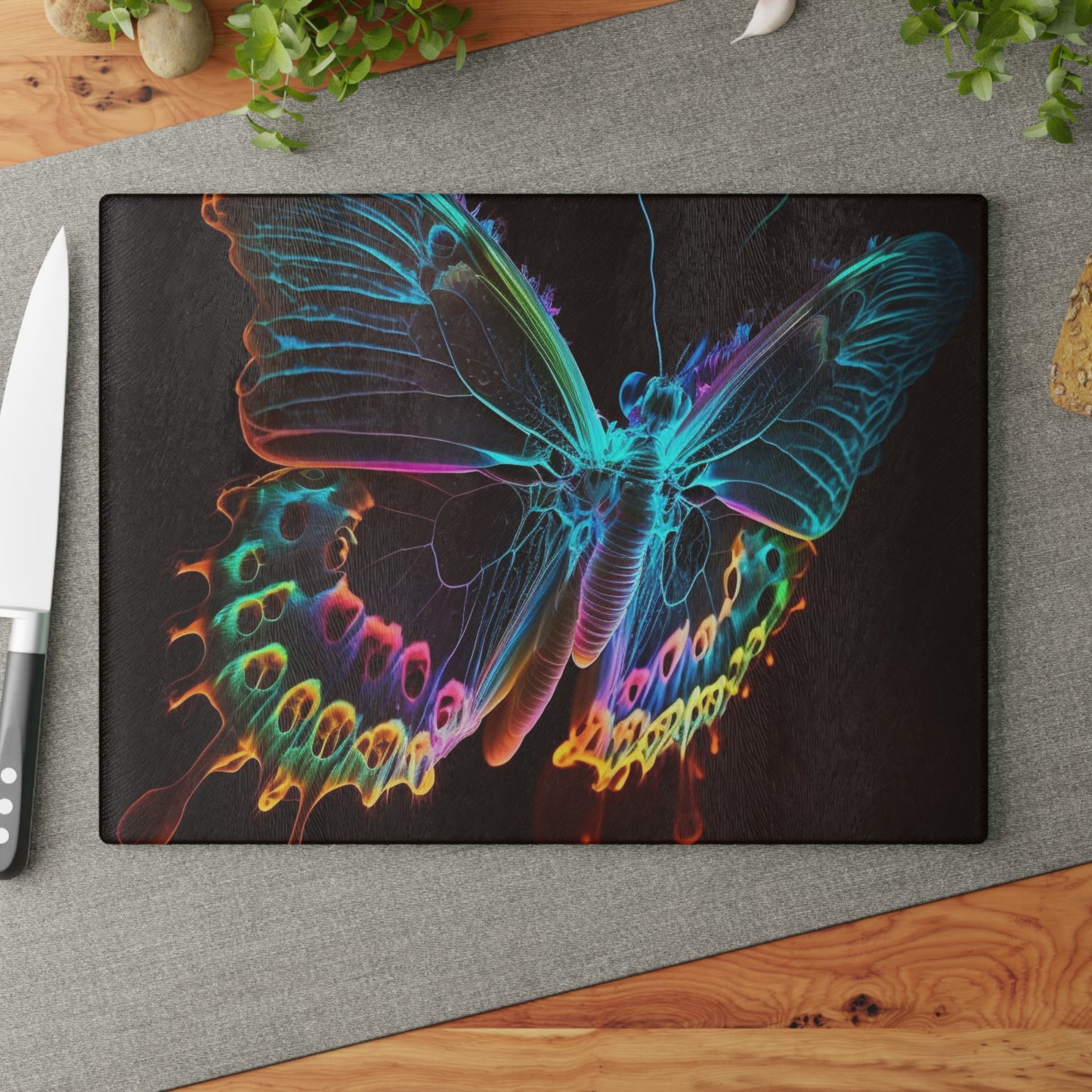 Glass Cutting Board Thermal Butterfly 2