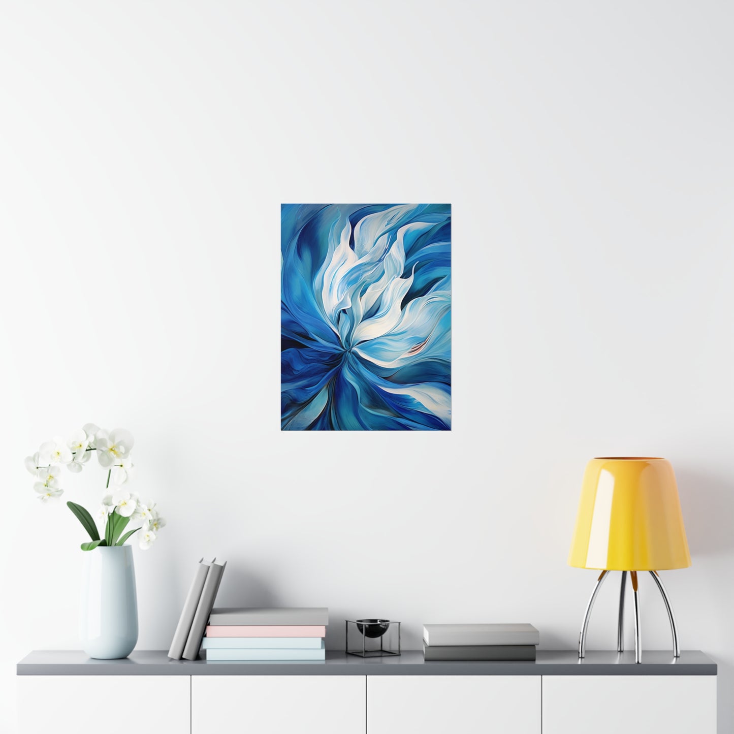 Premium Matte Vertical Posters Blue Tluip Abstract 1