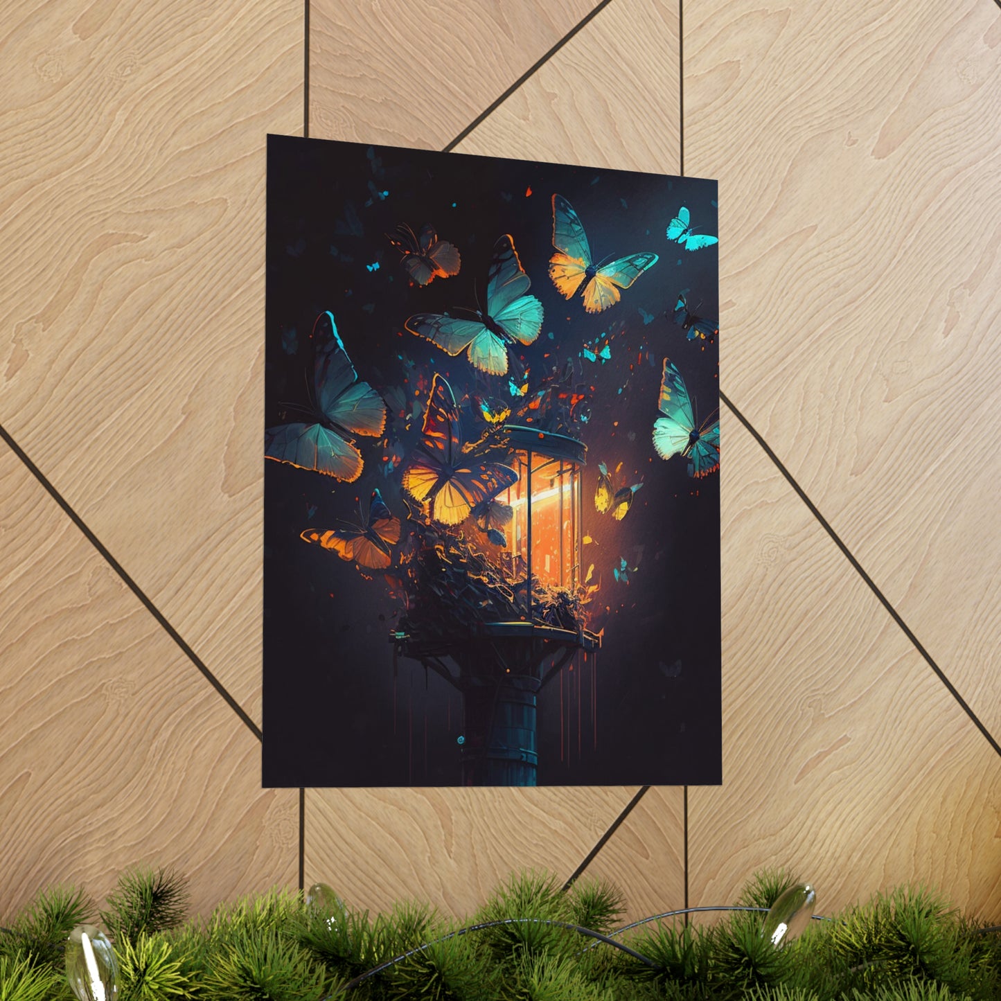 Premium Matte Vertical Posters Street Light Butterfly 1