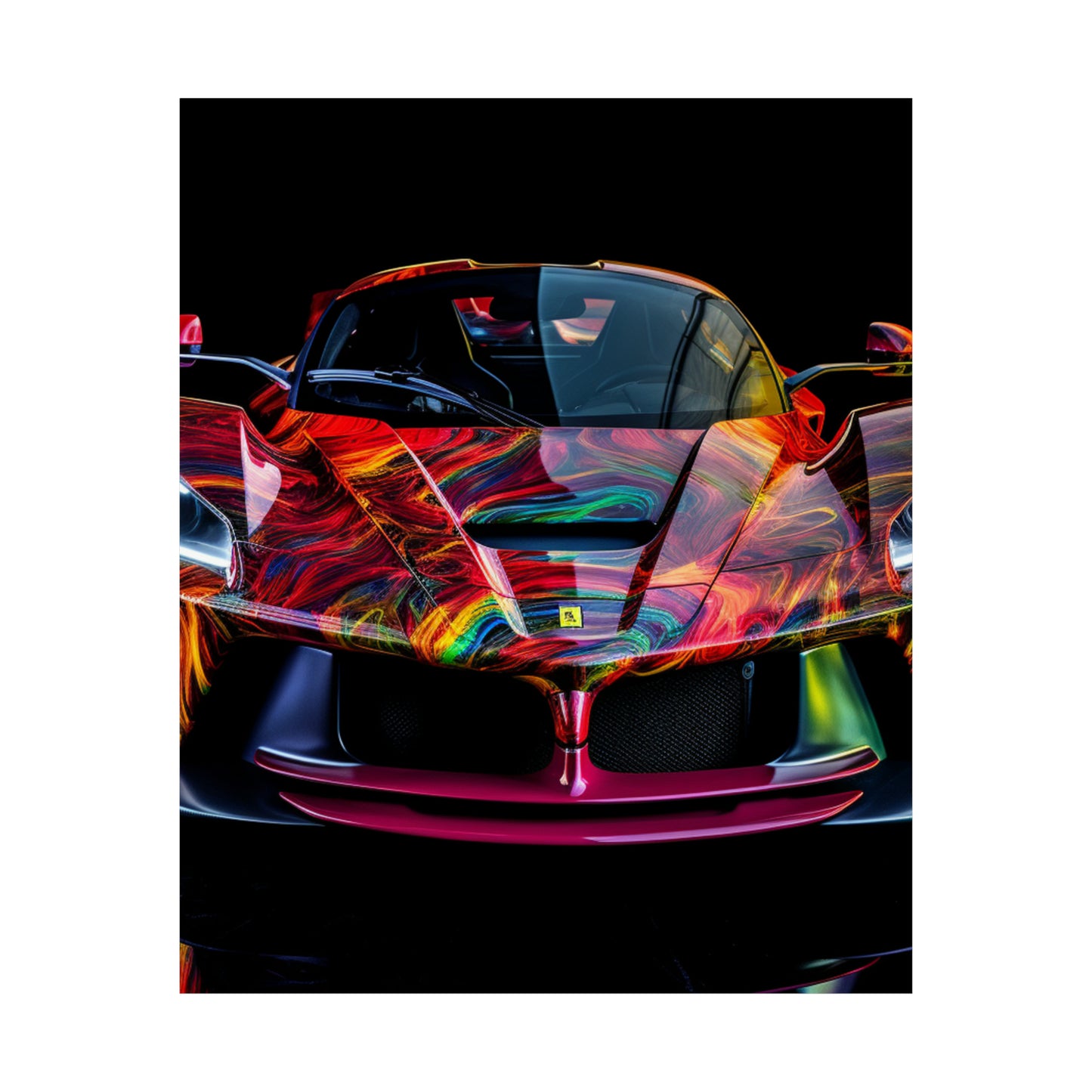 Premium Matte Vertical Posters Ferrari Neon 3