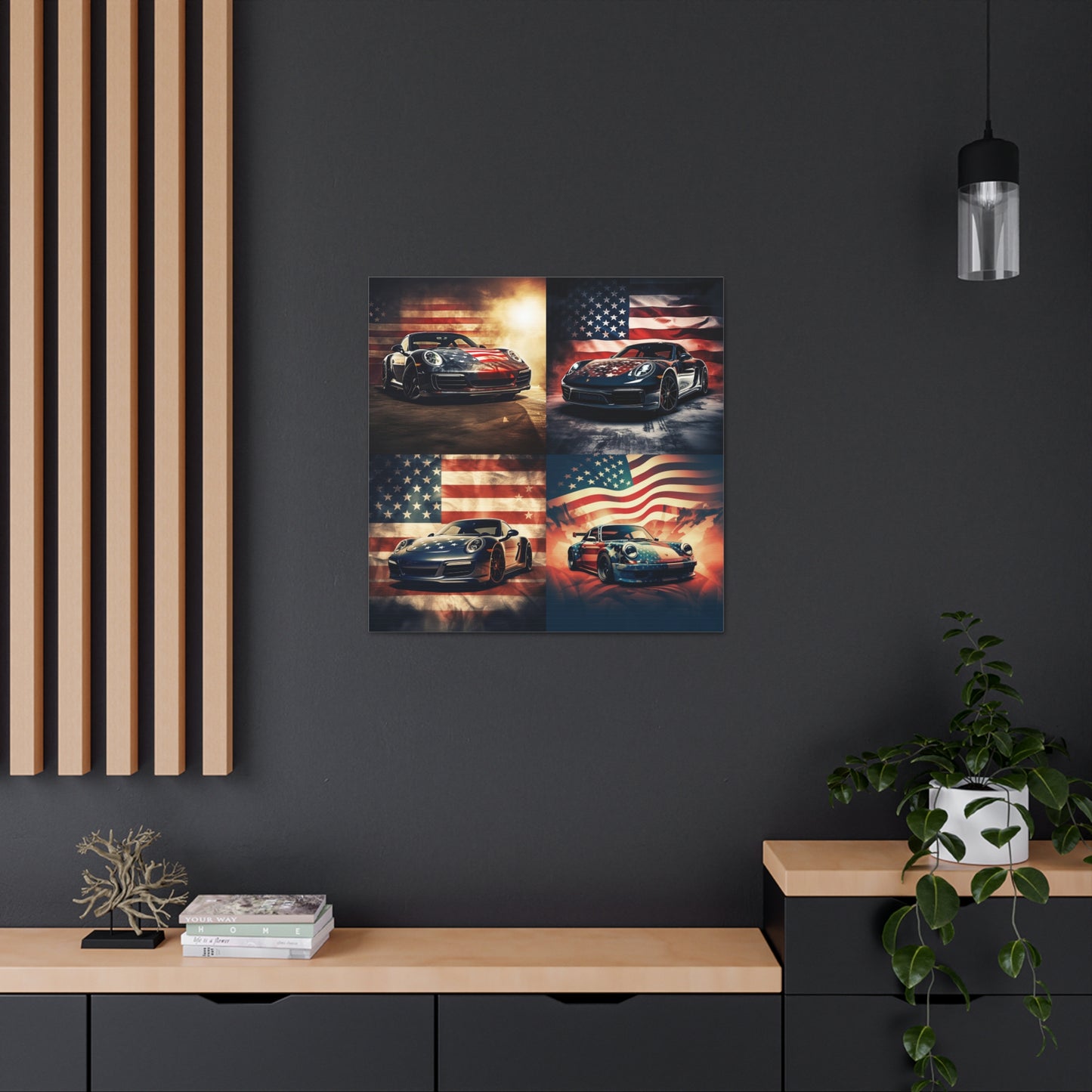 Canvas Gallery Wraps Abstract American Flag Background Porsche 5