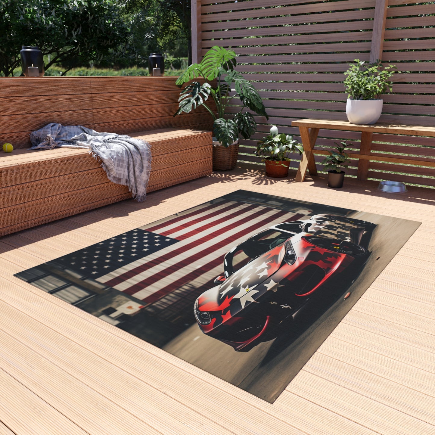 Outdoor Rug  American Flag Farrari 1