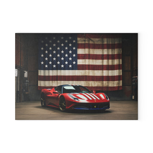 Glass Cutting Board American Flag Farrari 4