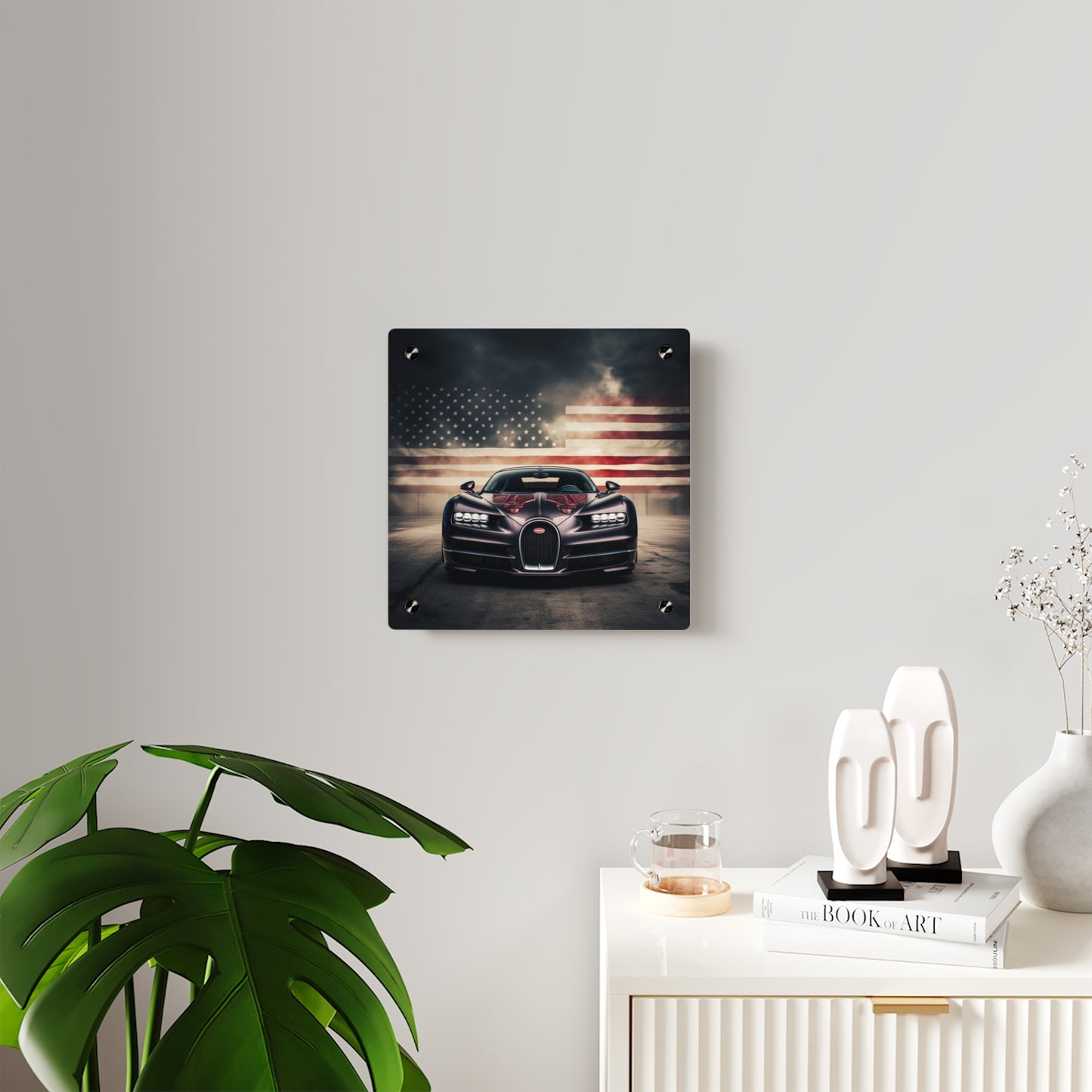 Acrylic Wall Art Panels American Flag Background Bugatti 2