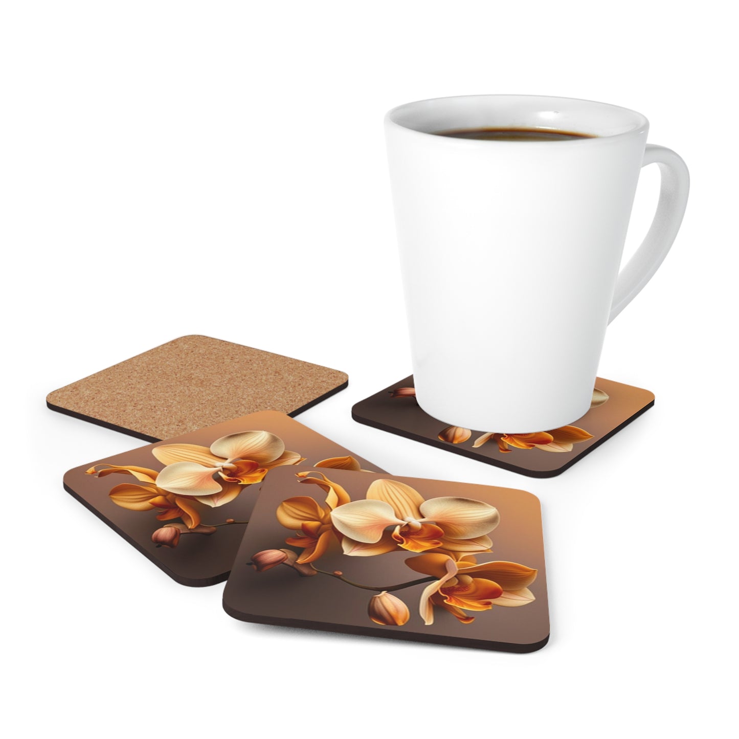 Corkwood Coaster Set orchid pedals 2