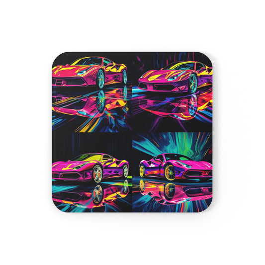 Corkwood Coaster Set Pink Ferrari Macro 5