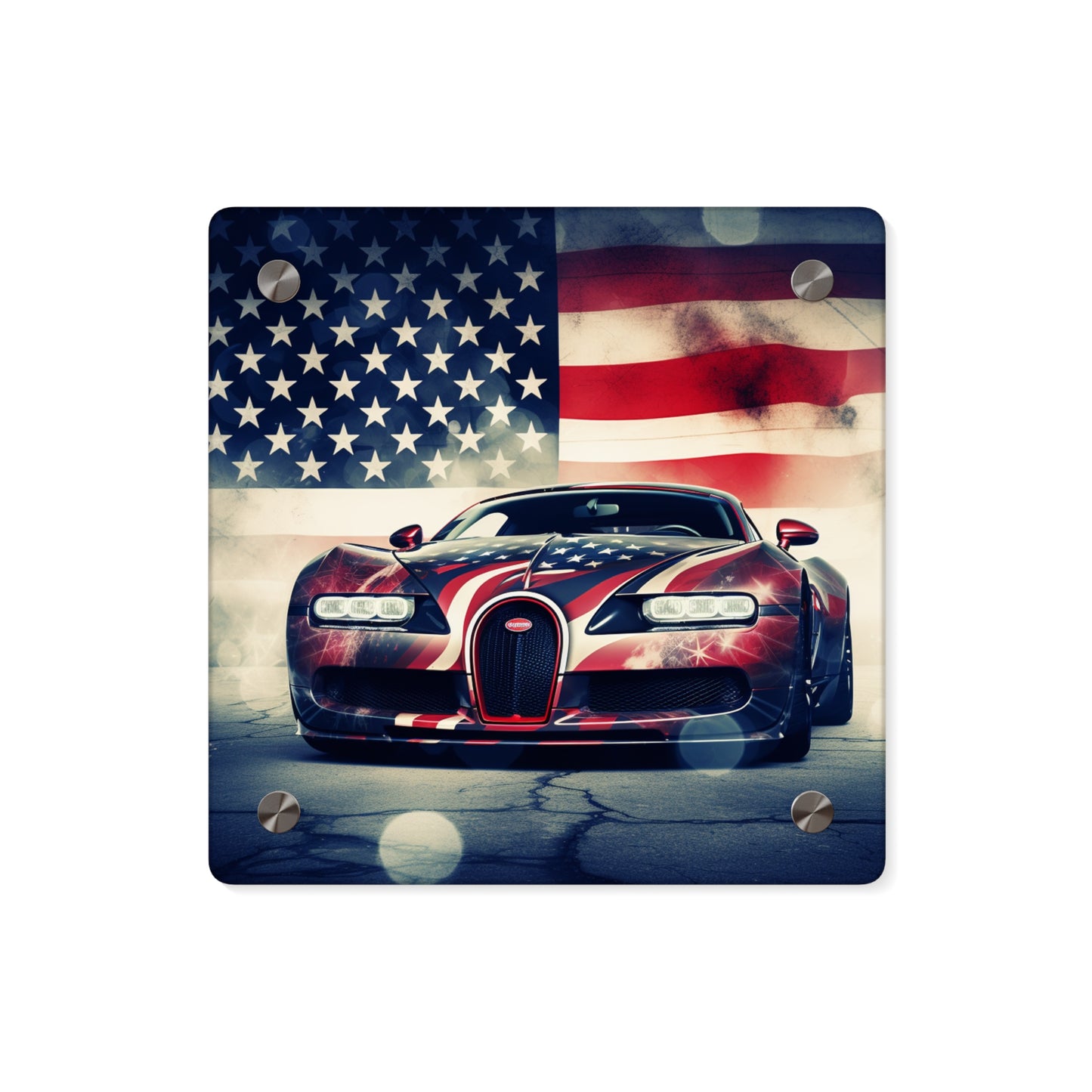 Acrylic Wall Art Panels Abstract American Flag Background Bugatti 1