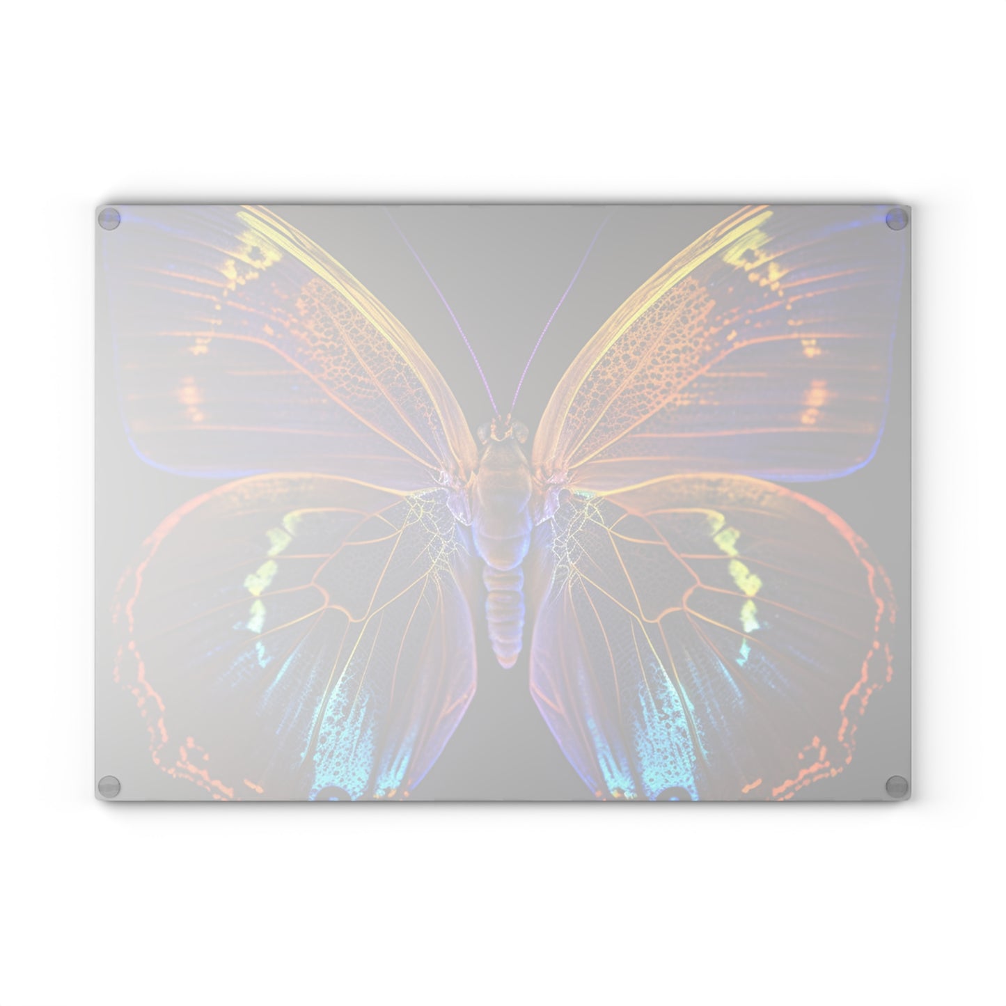 Glass Cutting Board Neon Butterfly Flair 2