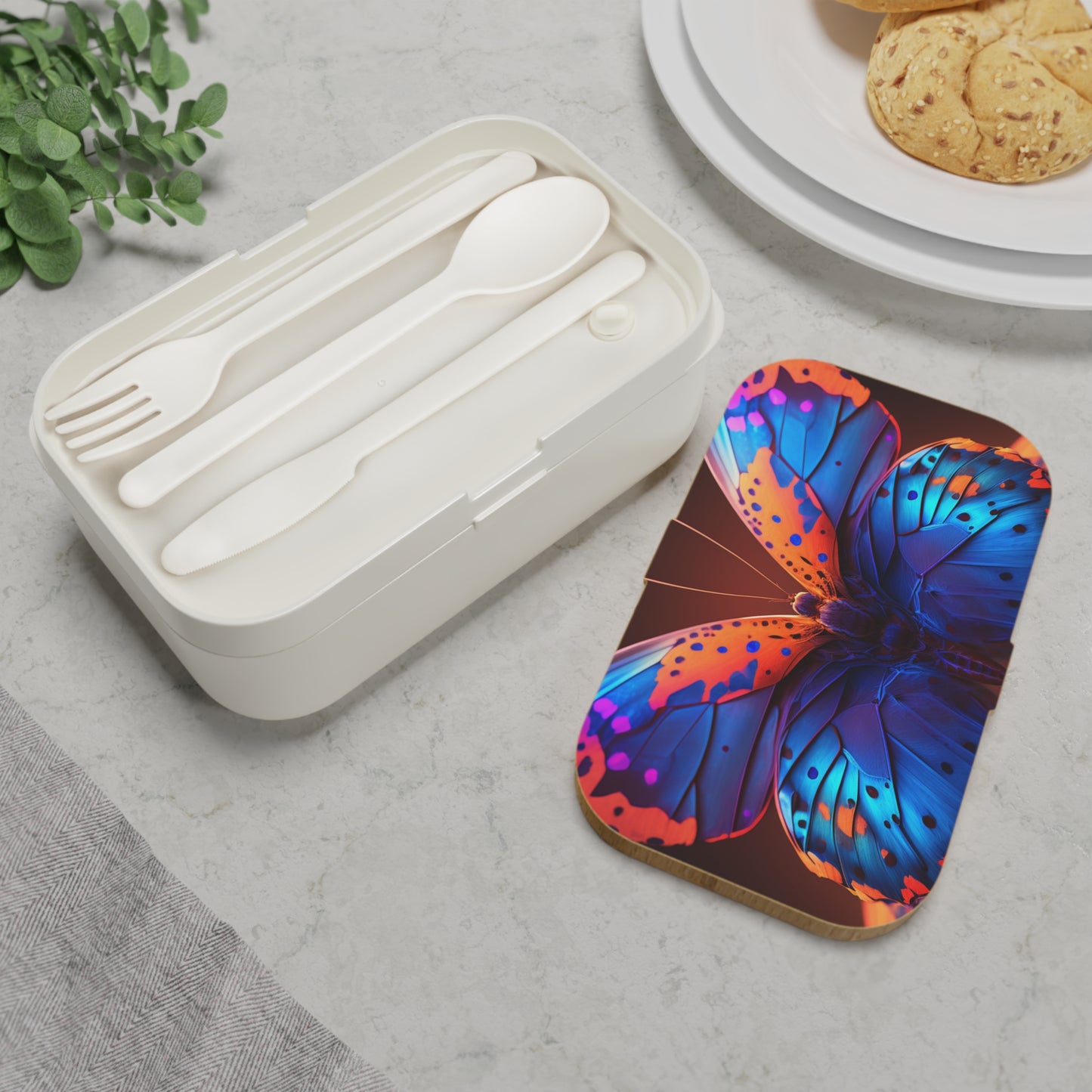 Bento Lunch Box Neon Butterfly Macro 3
