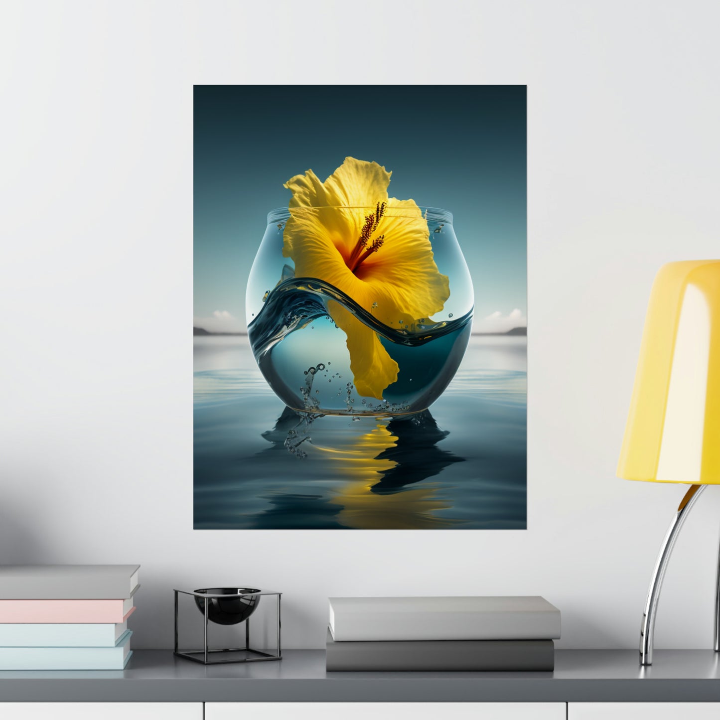 Premium Matte Vertical Posters Yellow Hibiscus glass 4