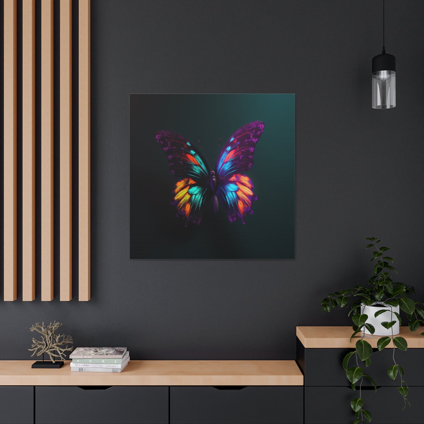 Canvas Gallery Wraps Hyper Colorful Butterfly Purple 1