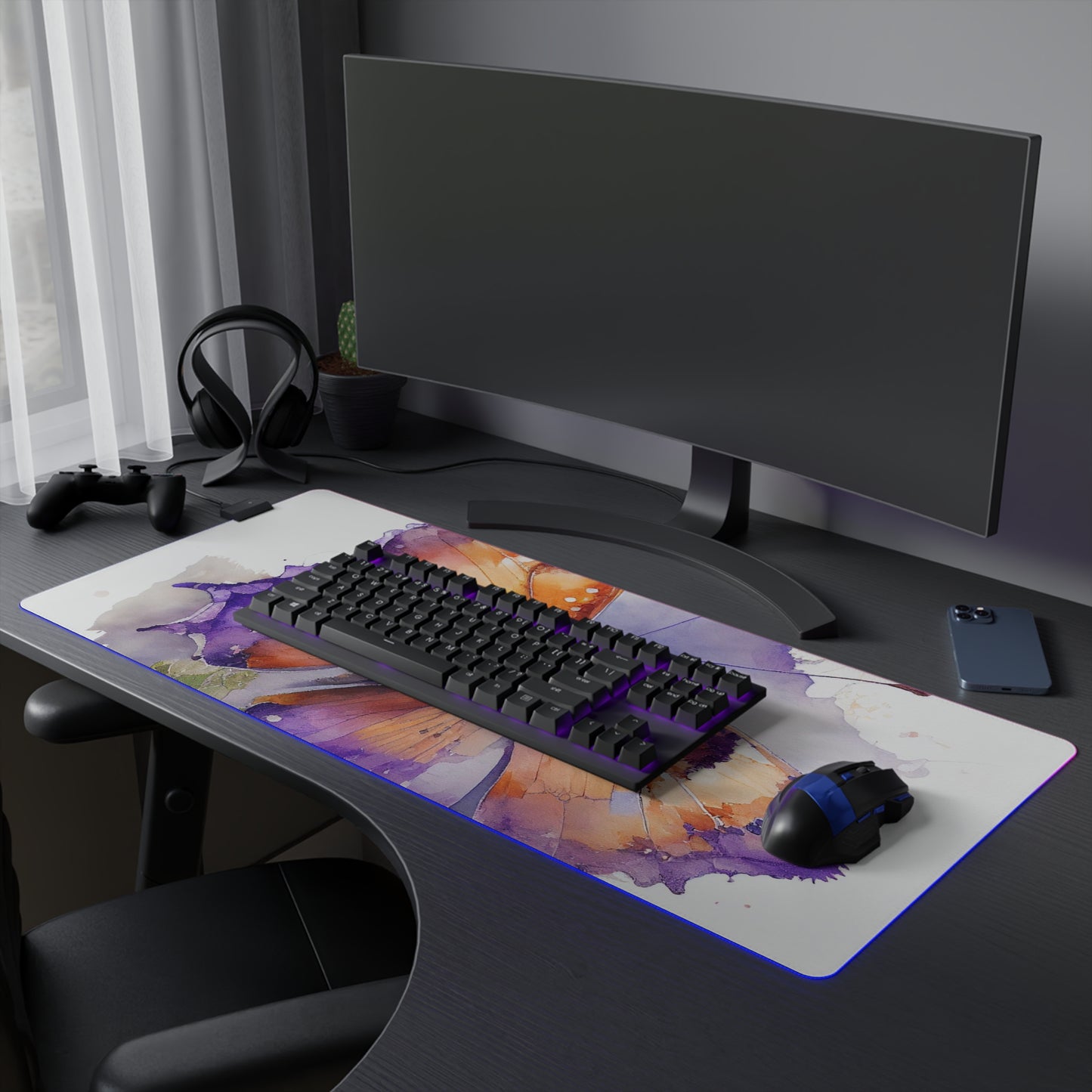 LED Gaming Mouse Pad MerlinRose Watercolor Butterfly 2