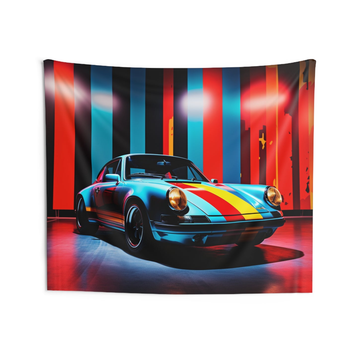 Indoor Wall Tapestries Macro American Flag Porsche 3