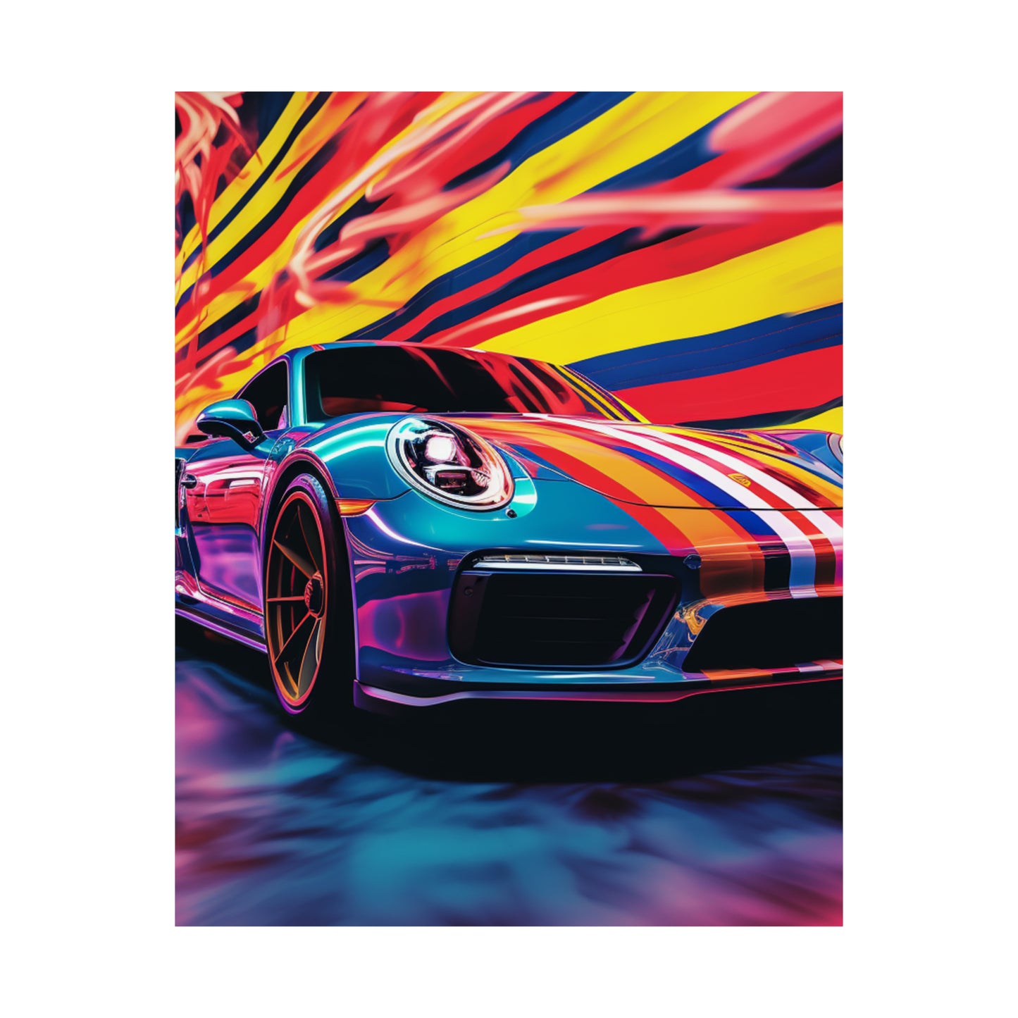 Premium Matte Vertical Posters Macro American Flag Porsche 2