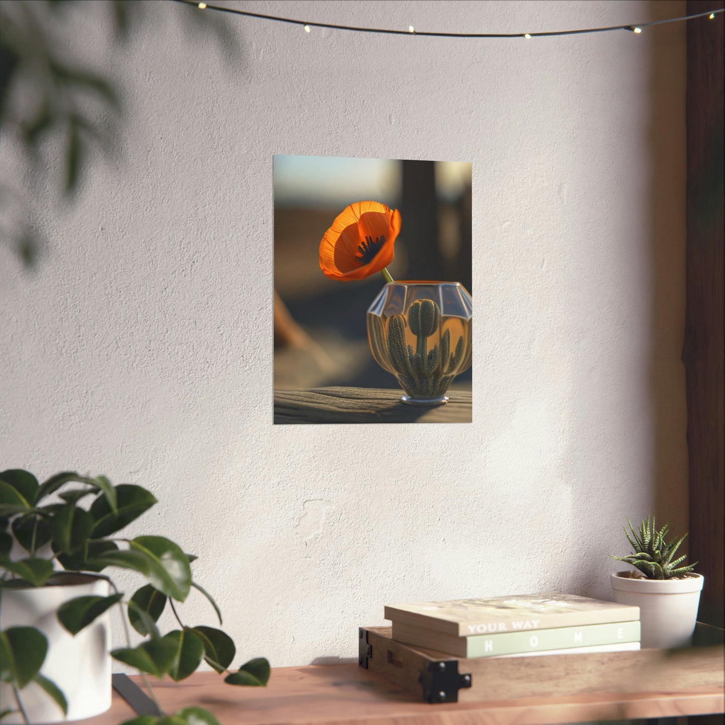 Premium Matte Vertical Posters Orange Poppy in a Vase 2