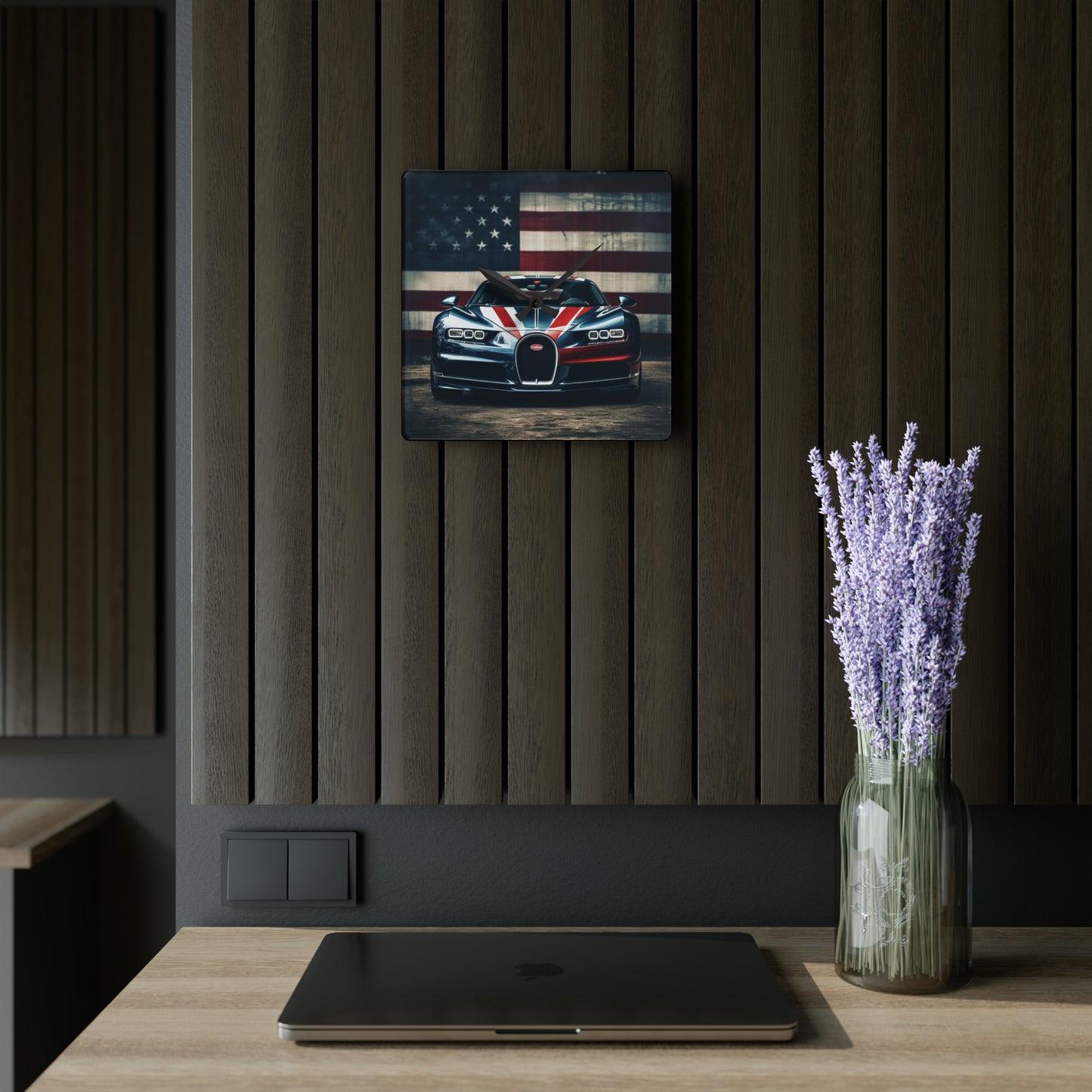 Acrylic Wall Clock Bugatti Flag 2