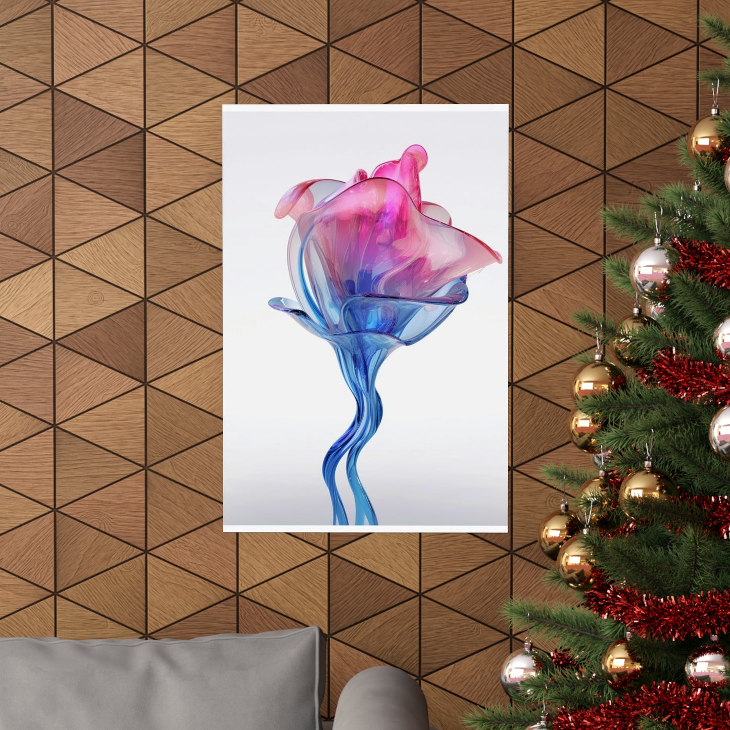 Premium Matte Vertical Posters Pink & Blue Tulip Rose 4