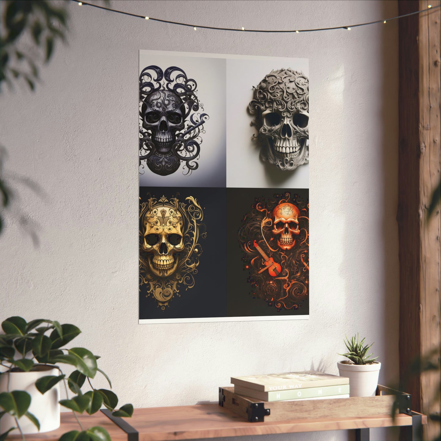 Premium Matte Vertical Posters Skull Treble Clef 5