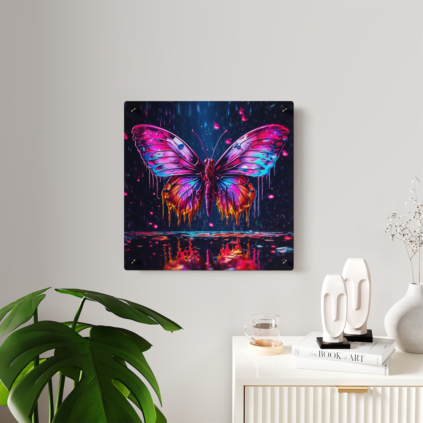 Acrylic Wall Art Panels Pink Butterfly Flair 2