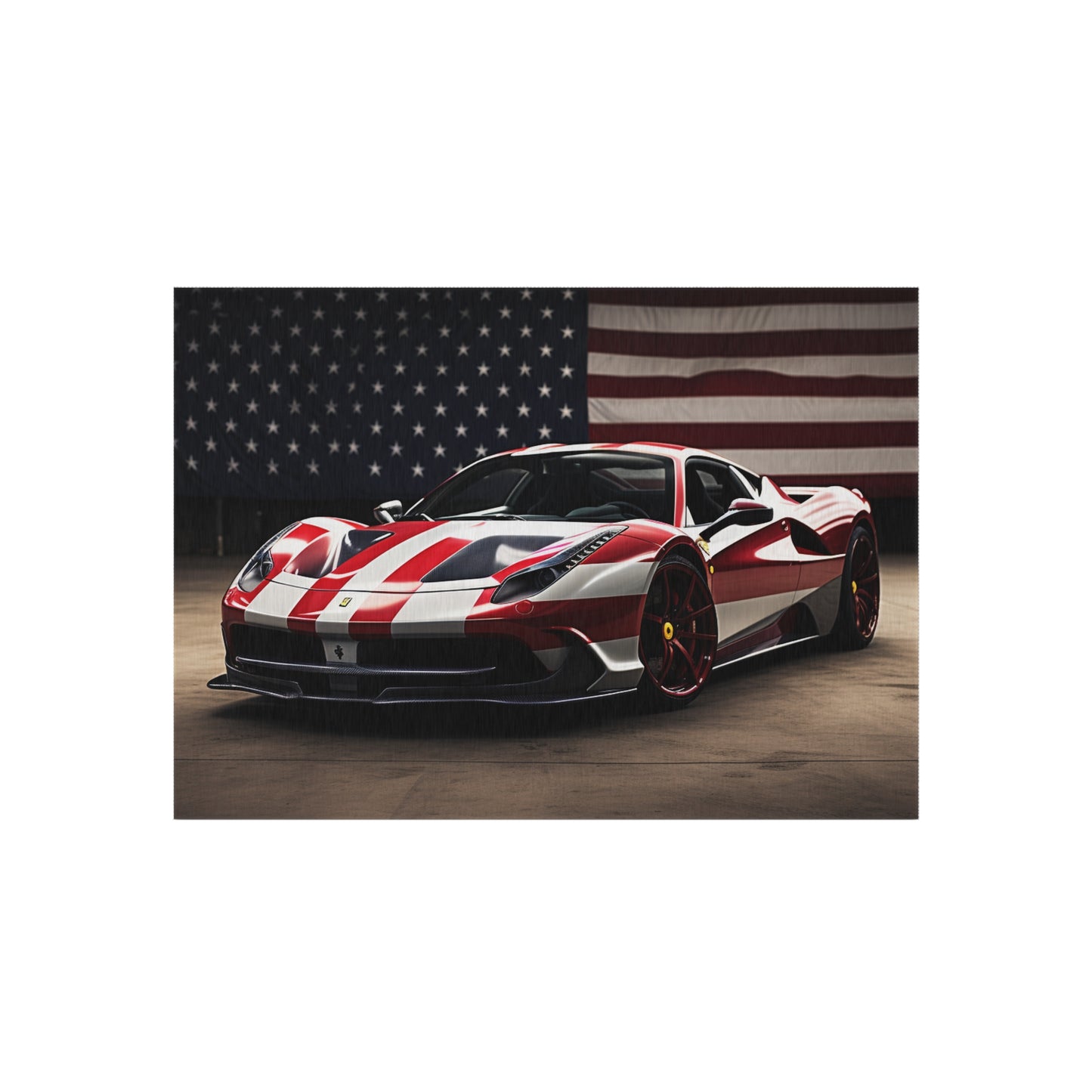 Outdoor Rug  American Flag Background Ferrari 2