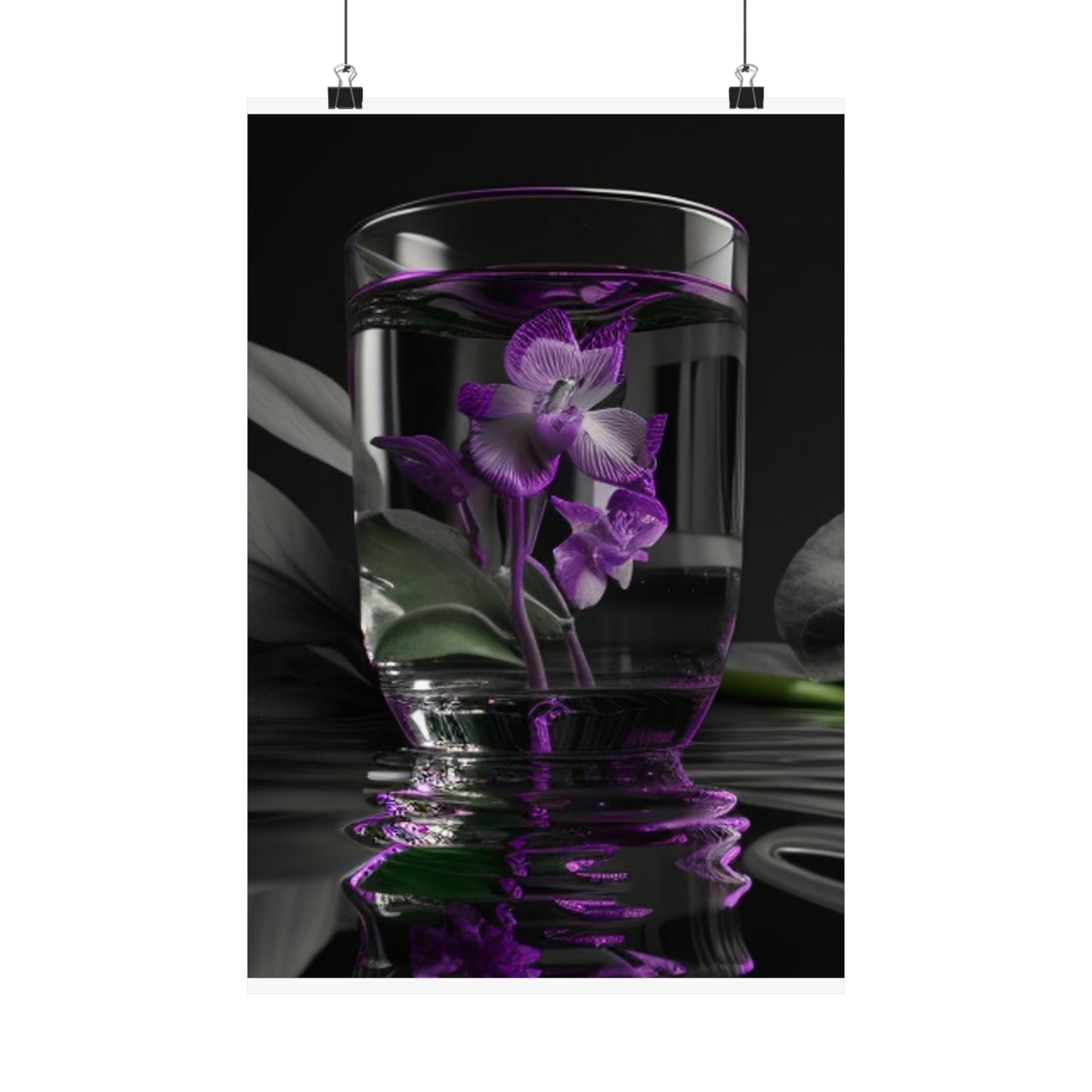 Premium Matte Vertical Posters Purple Orchid Glass vase 1