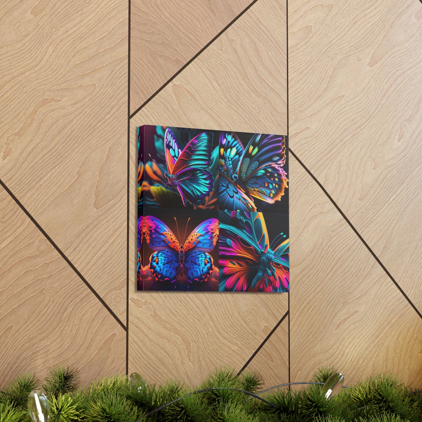Canvas Gallery Wraps Neon Butterfly Macro 5