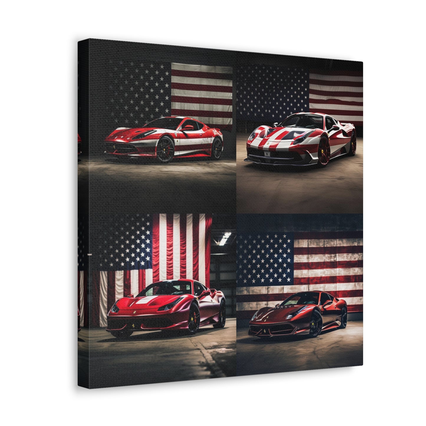 Canvas Gallery Wraps American Flag Background Ferrari 5