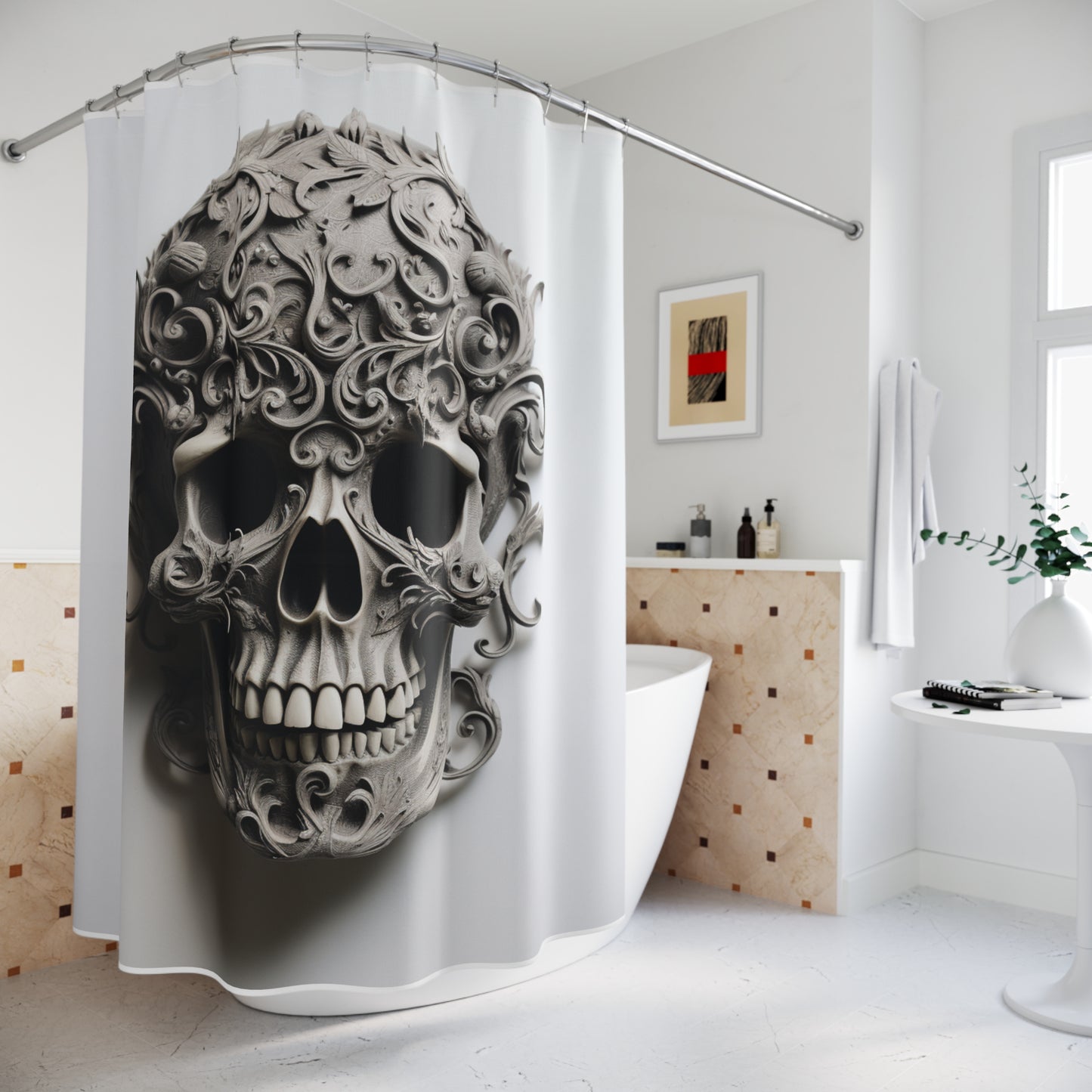 Polyester Shower Curtain Skull Treble Clef 2