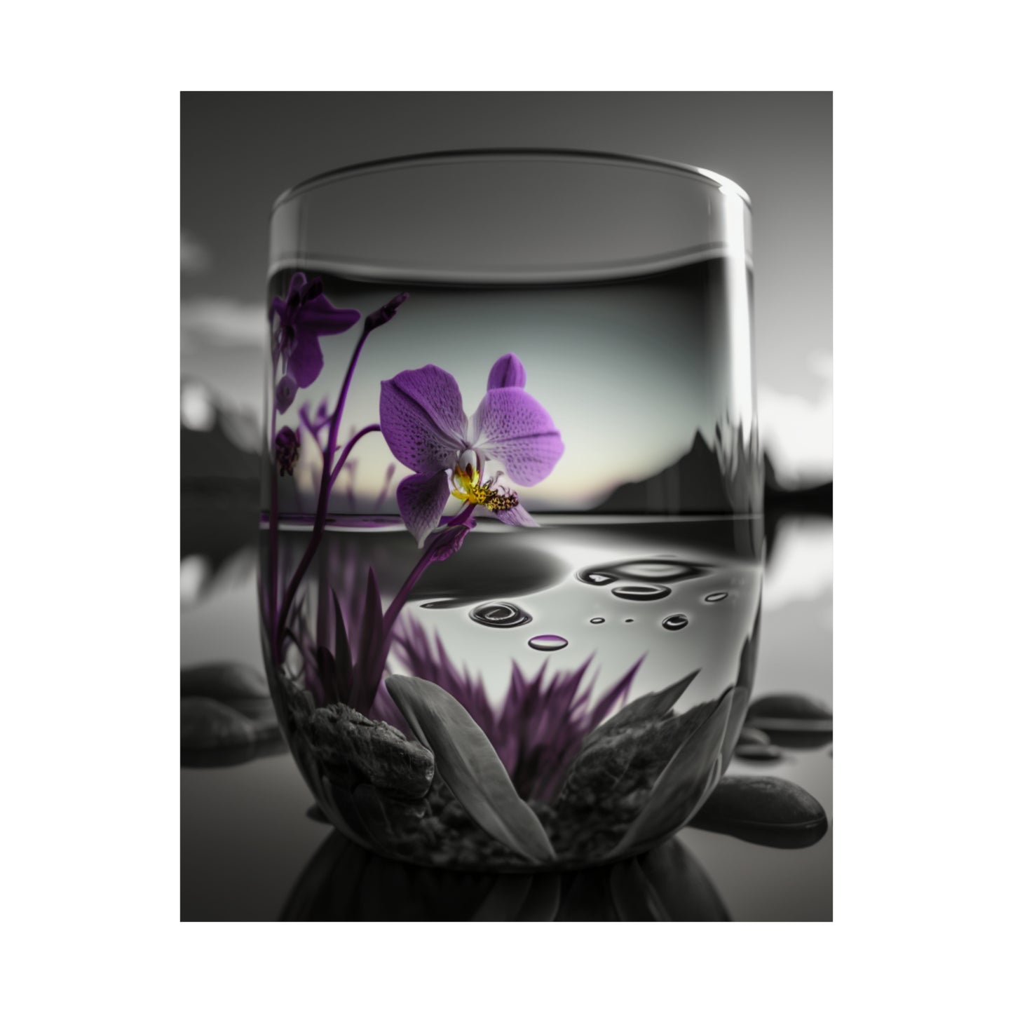 Premium Matte Vertical Posters Purple Orchid Glass vase 2