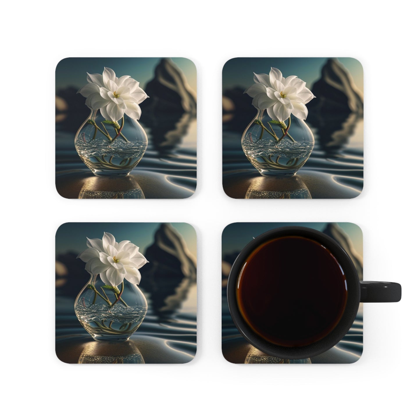 Corkwood Coaster Set Jasmine glass vase 4