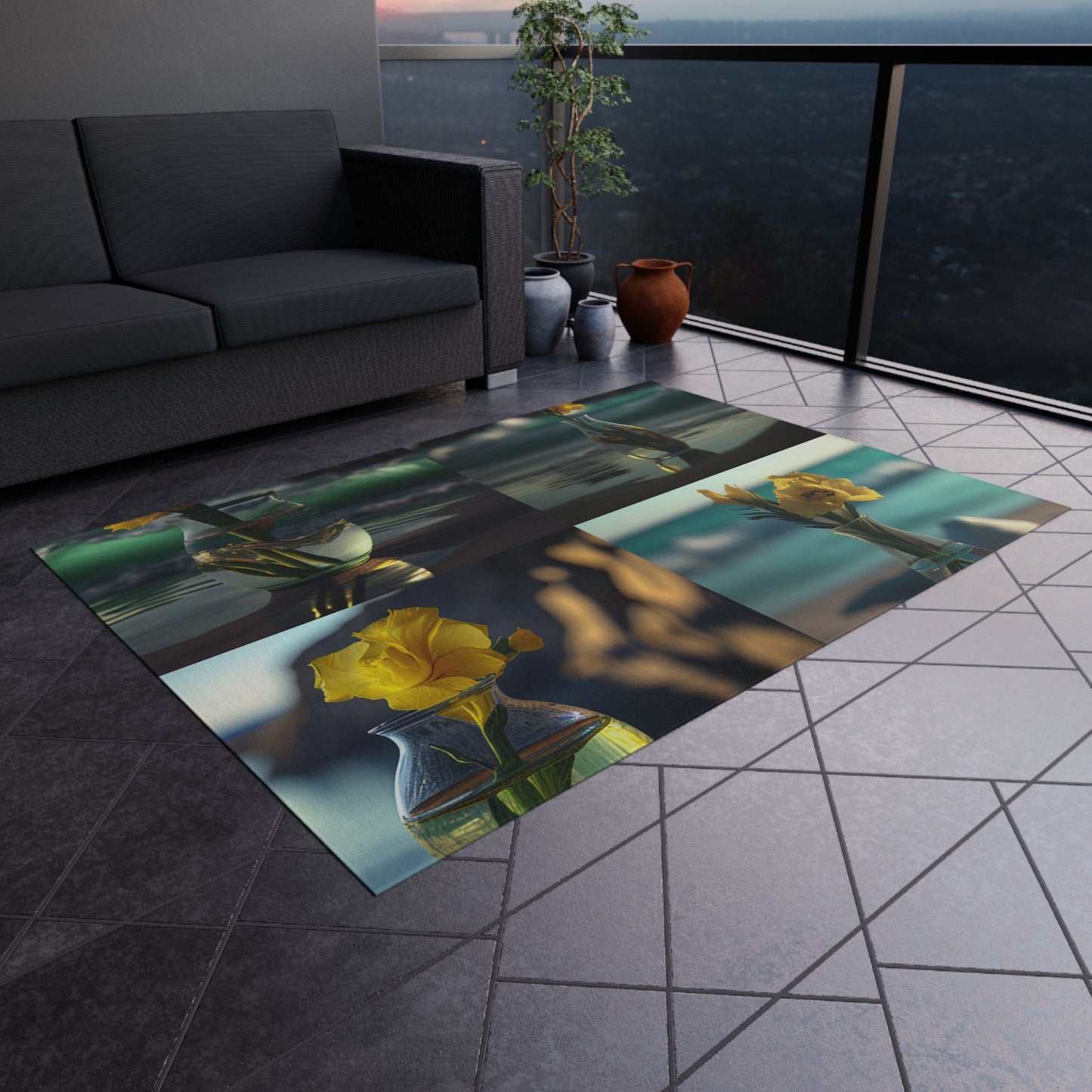 Outdoor Rug  Yellow Gladiolus glass 5