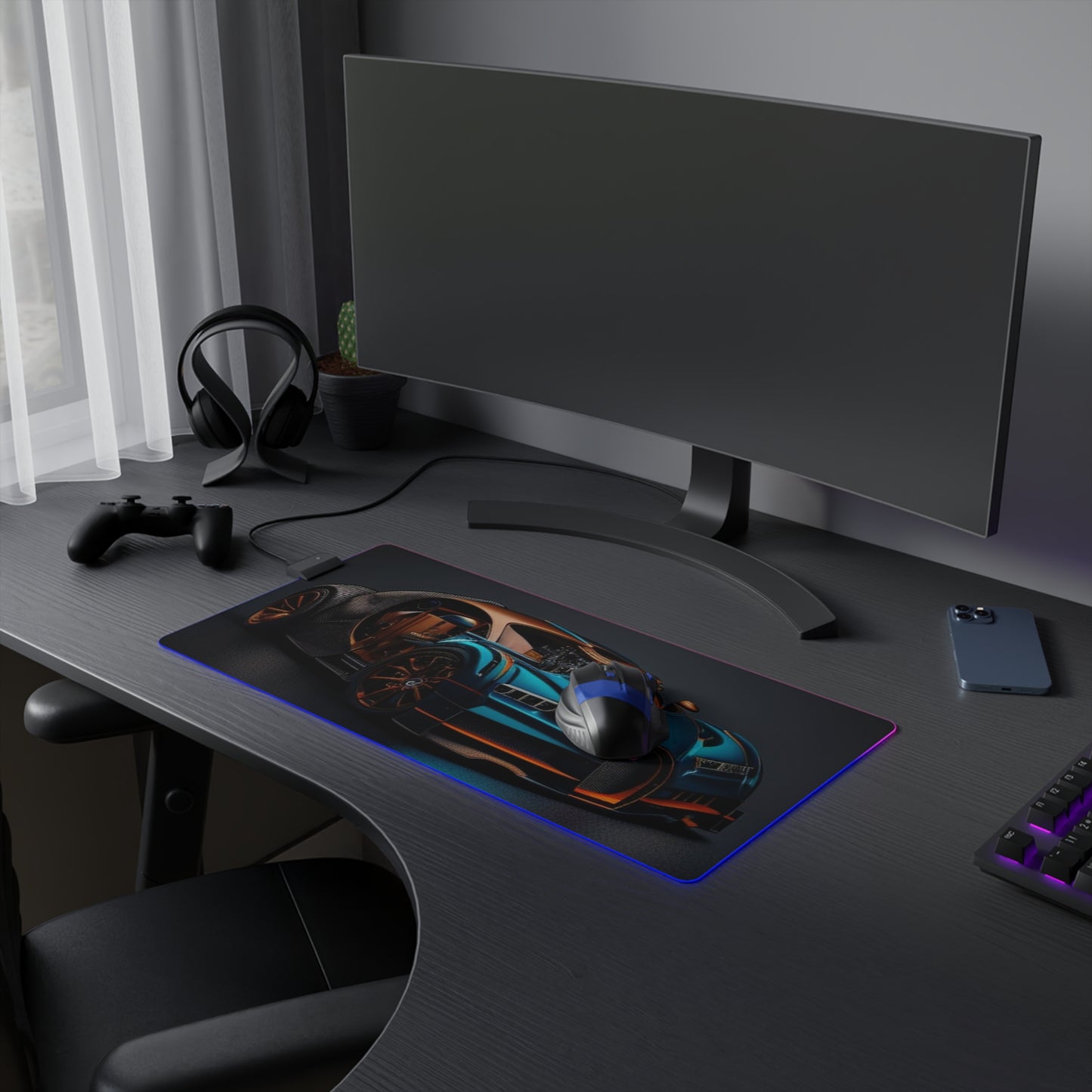 LED Gaming Mouse Pad Bugatti Blue 4