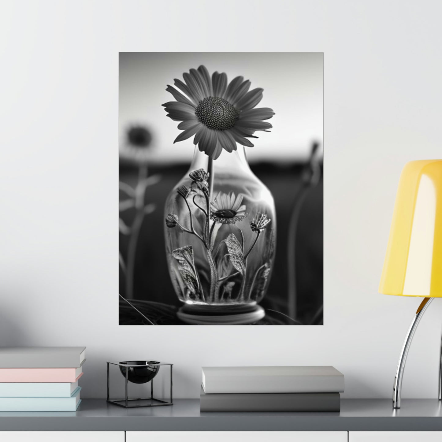 Premium Matte Vertical Posters Yellw Sunflower in a vase 2