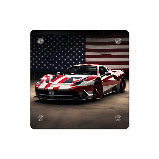 Acrylic Wall Art Panels American Flag Background Ferrari 2