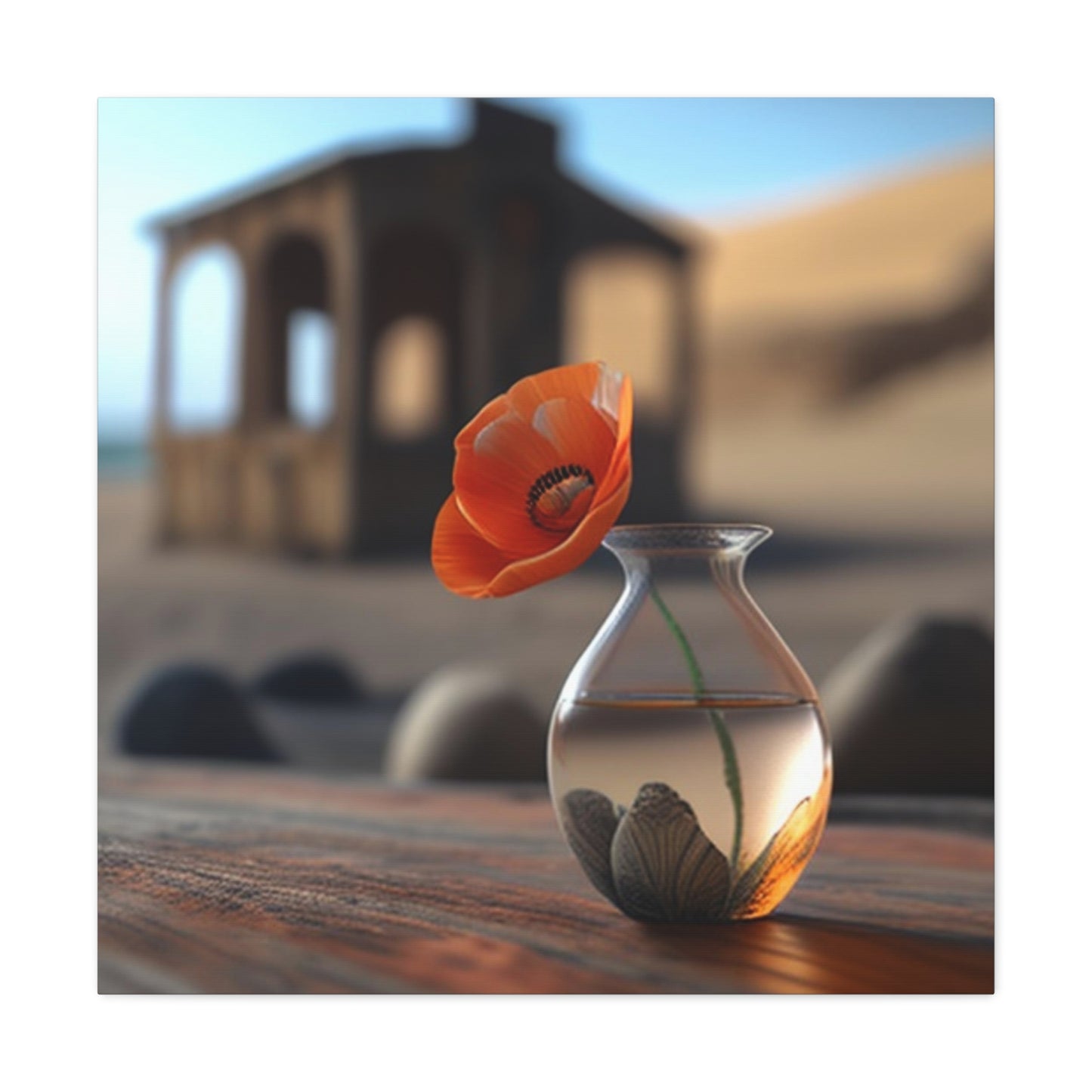 Canvas Gallery Wraps Poppy in a Glass Vase 1
