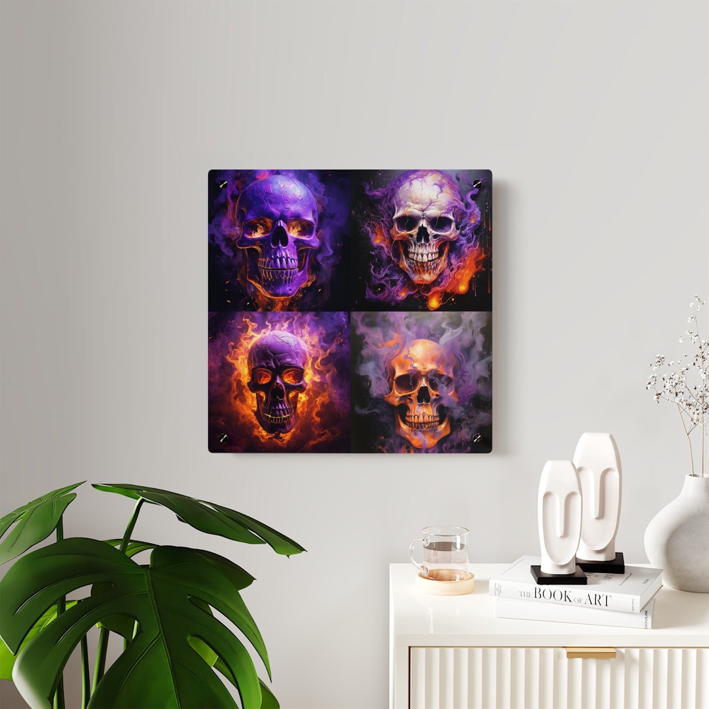 Acrylic Wall Art Panels Skull Flames 5