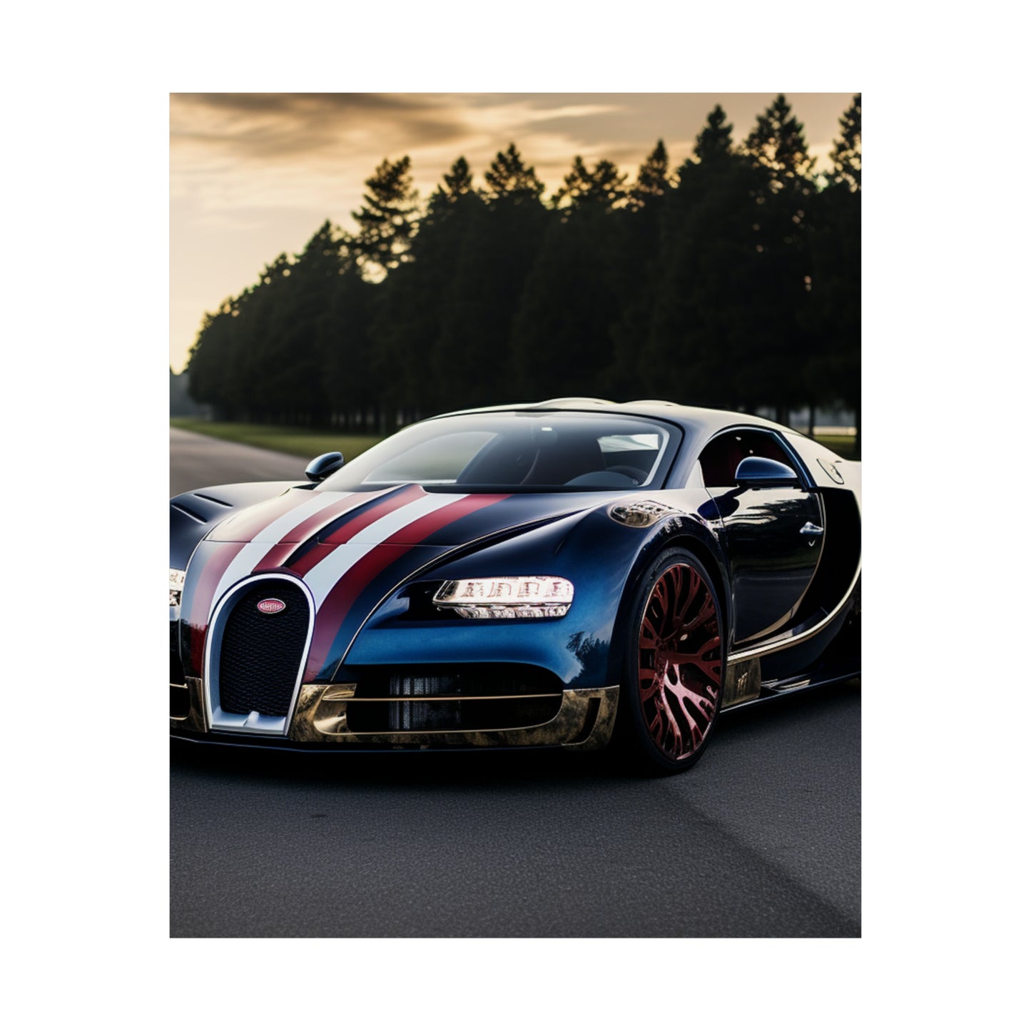 Premium Matte Vertical Posters Bugatti Flag American 1