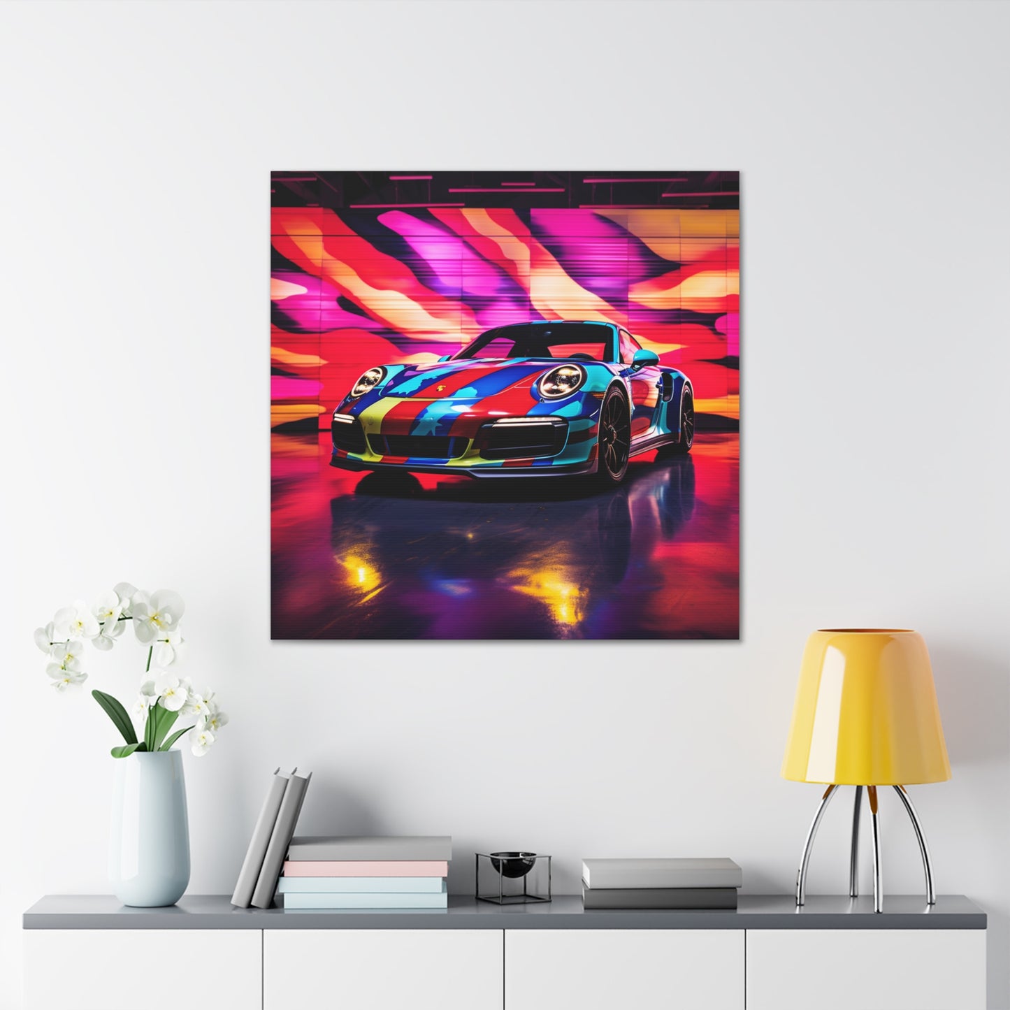 Canvas Gallery Wraps Macro American Flag Porsche 1