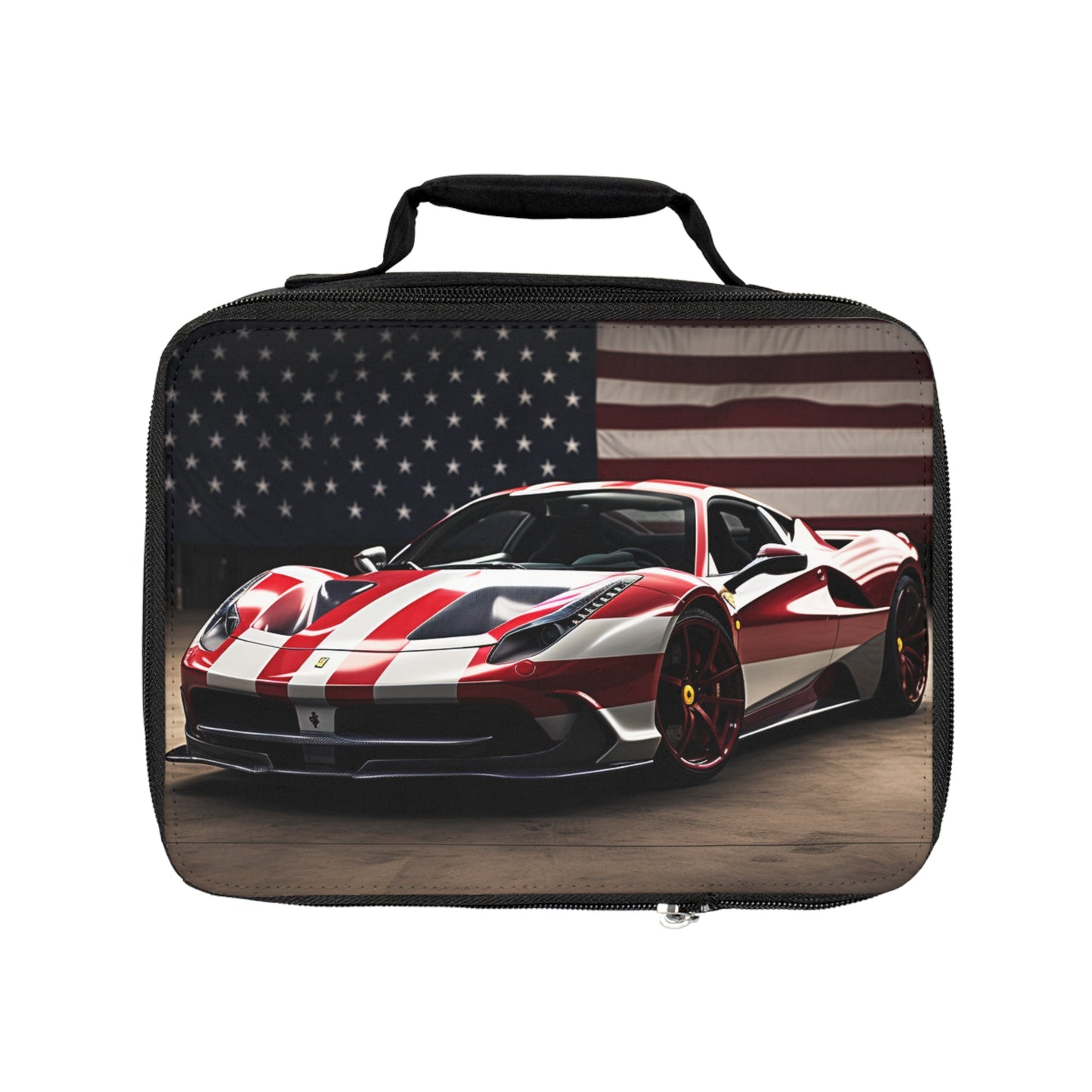 Lunch Bag American Flag Background Ferrari 2