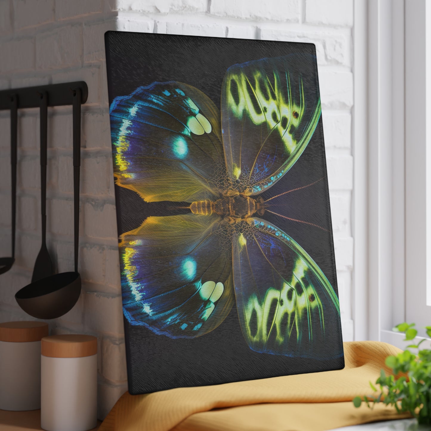 Glass Cutting Board Neon Hue Butterfly 1