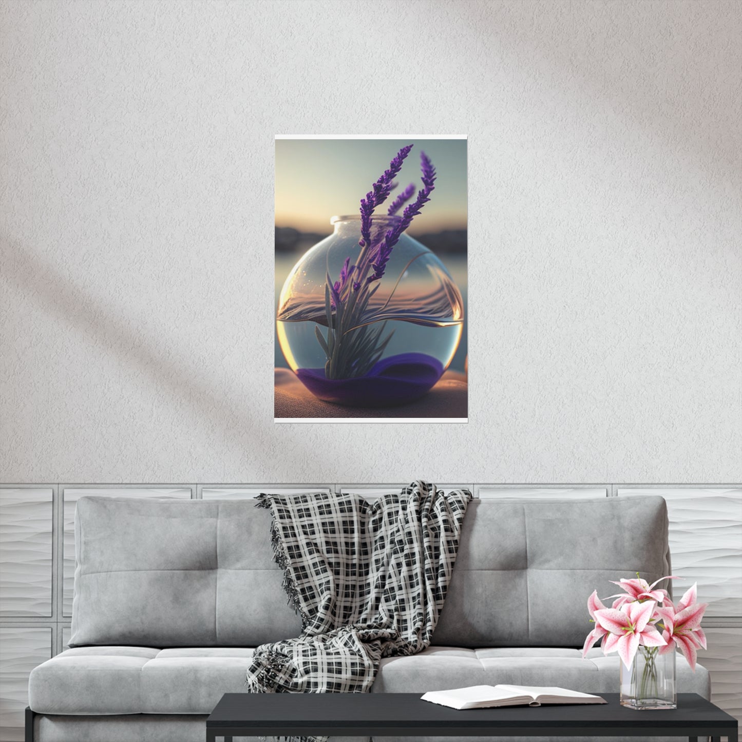 Premium Matte Vertical Posters Lavender in a vase 3