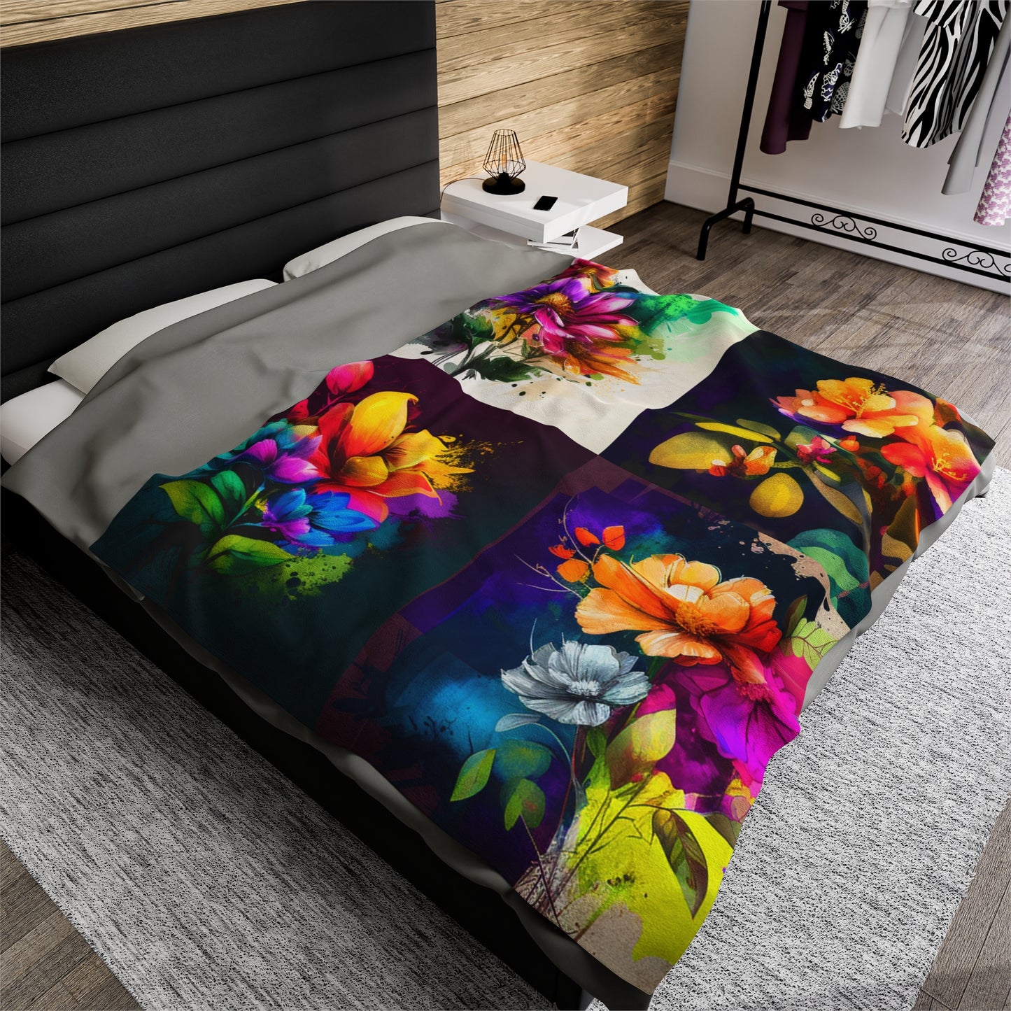 Velveteen Plush Blanket Bright Spring Flowers 5