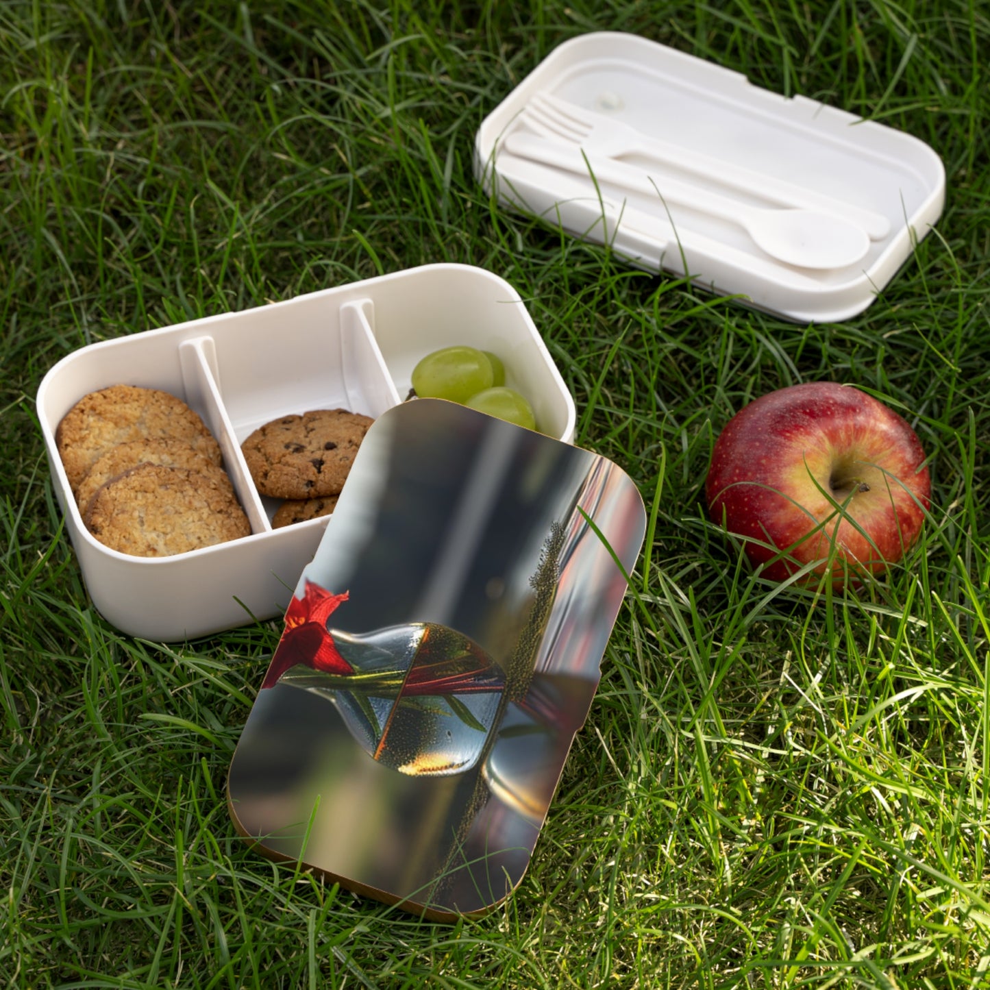 Bento Lunch Box Red Lily in a Glass vase 3