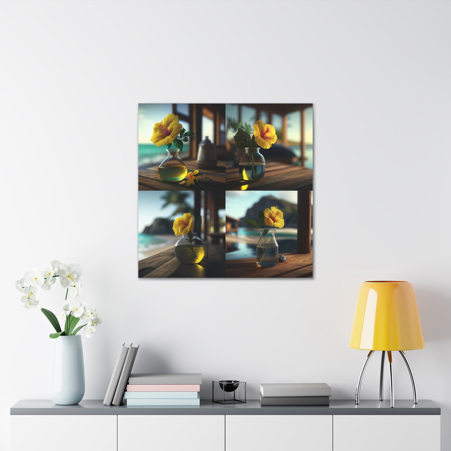 Canvas Gallery Wraps Yellow Hibiscus Wood 5