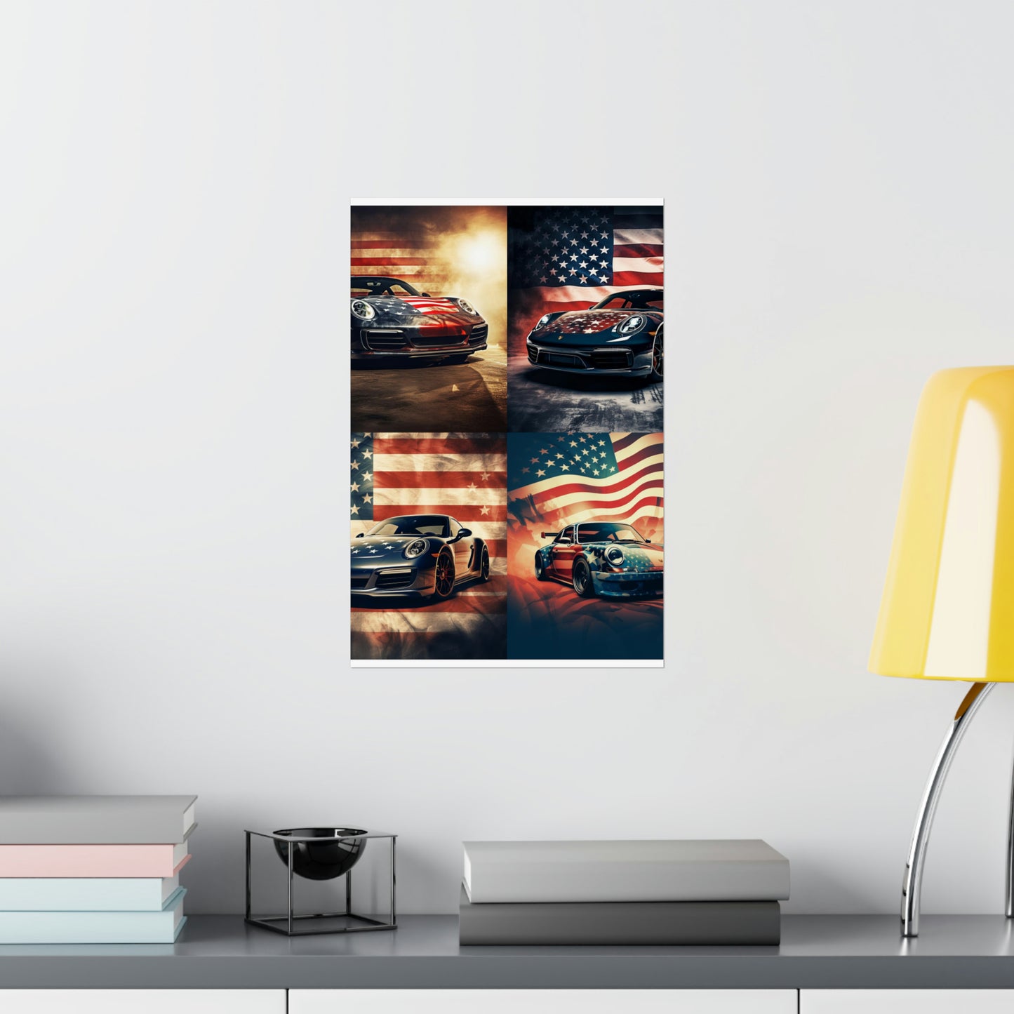 Premium Matte Vertical Posters Abstract American Flag Background Porsche 5