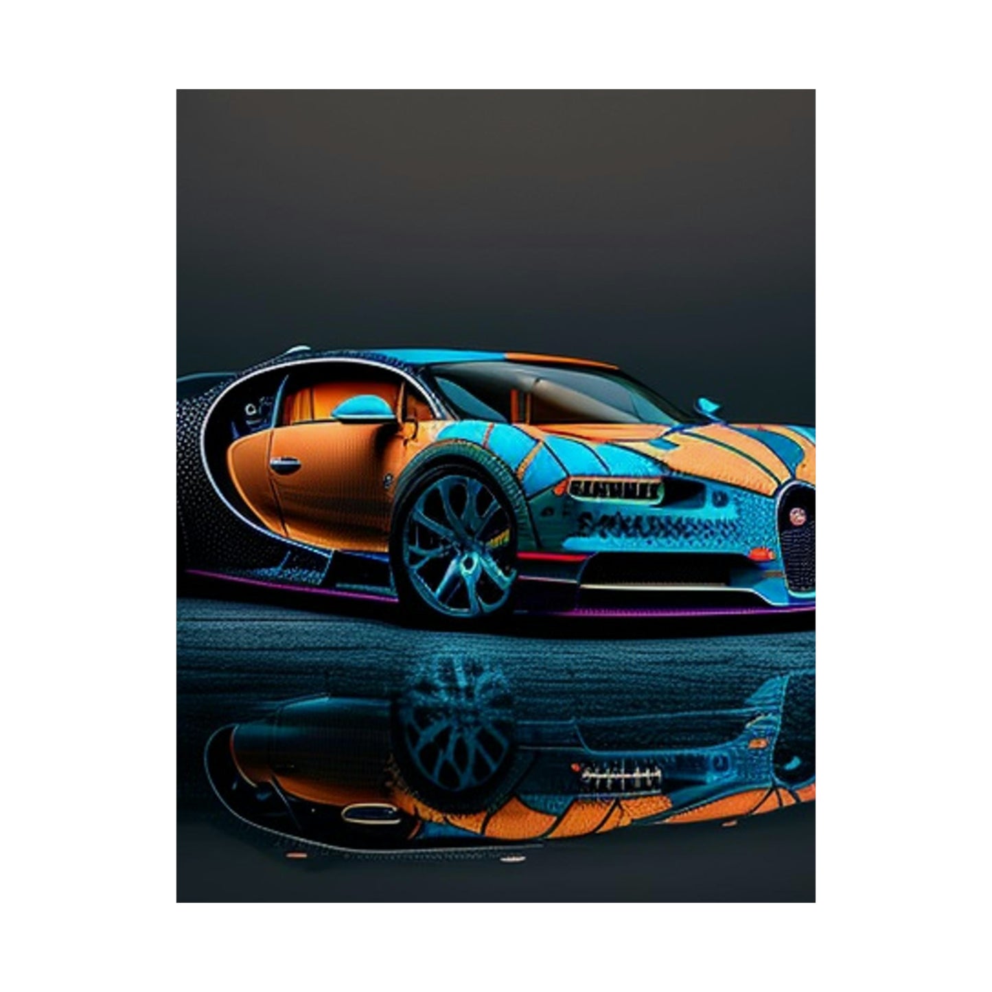 Premium Matte Vertical Posters Bugatti Blue 1