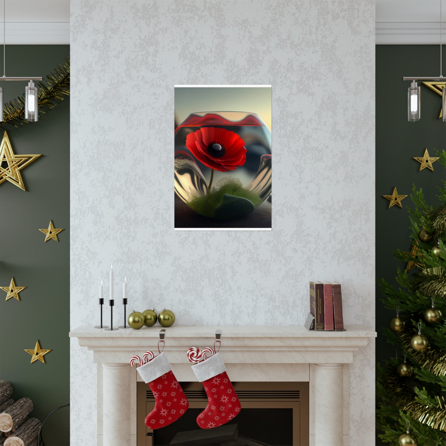 Premium Matte Vertical Posters Red Anemone in a Vase 3