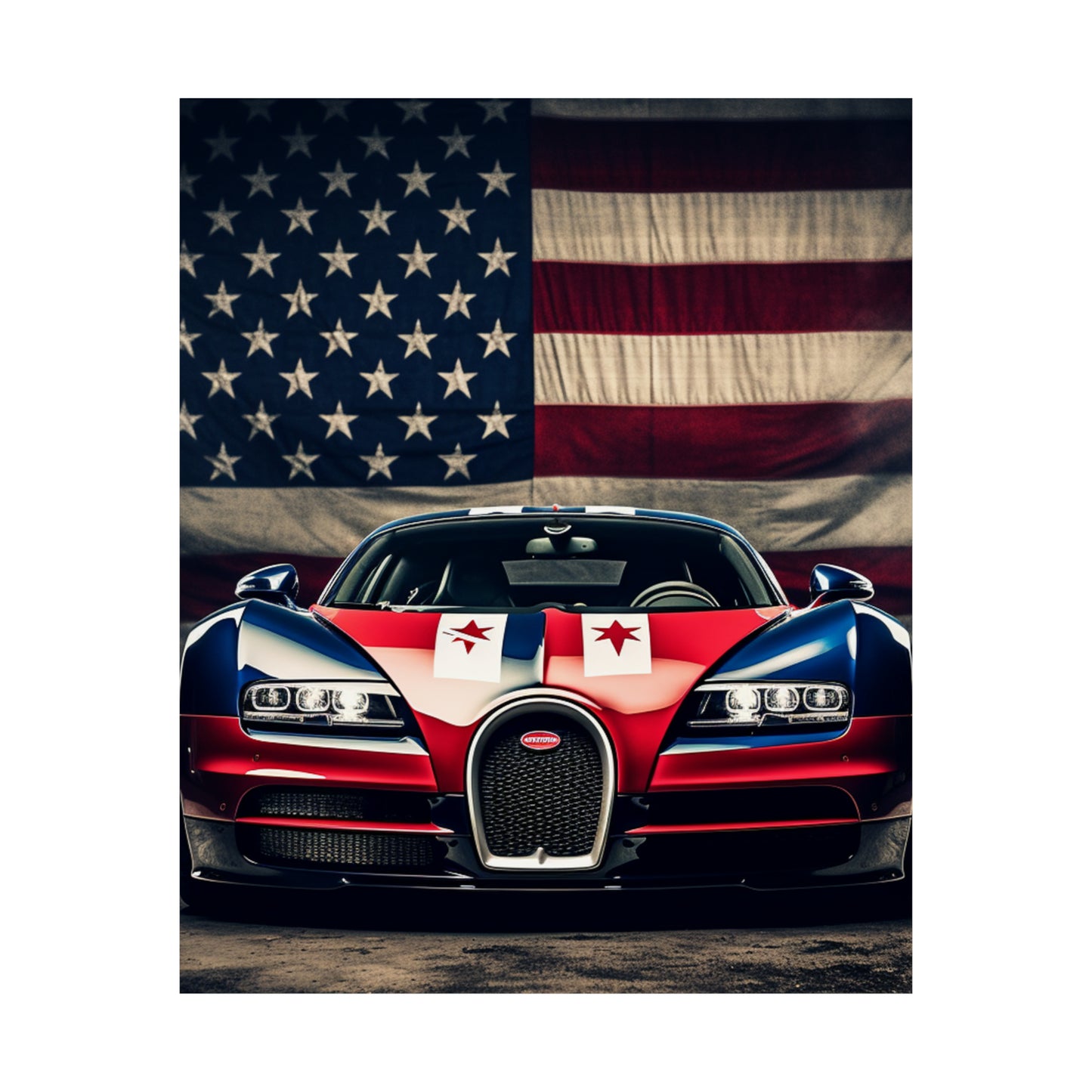 Premium Matte Vertical Posters Bugatti American Flag 3