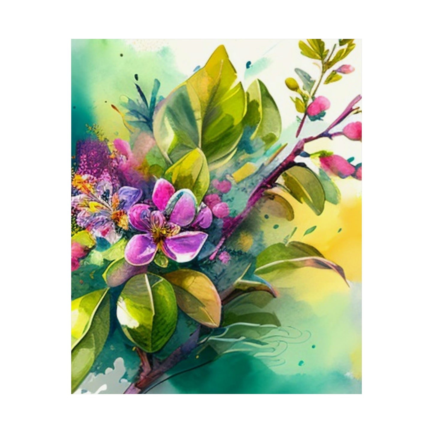 Premium Matte Vertical Posters Mother Nature Bright Spring Colors Realistic Watercolor 1